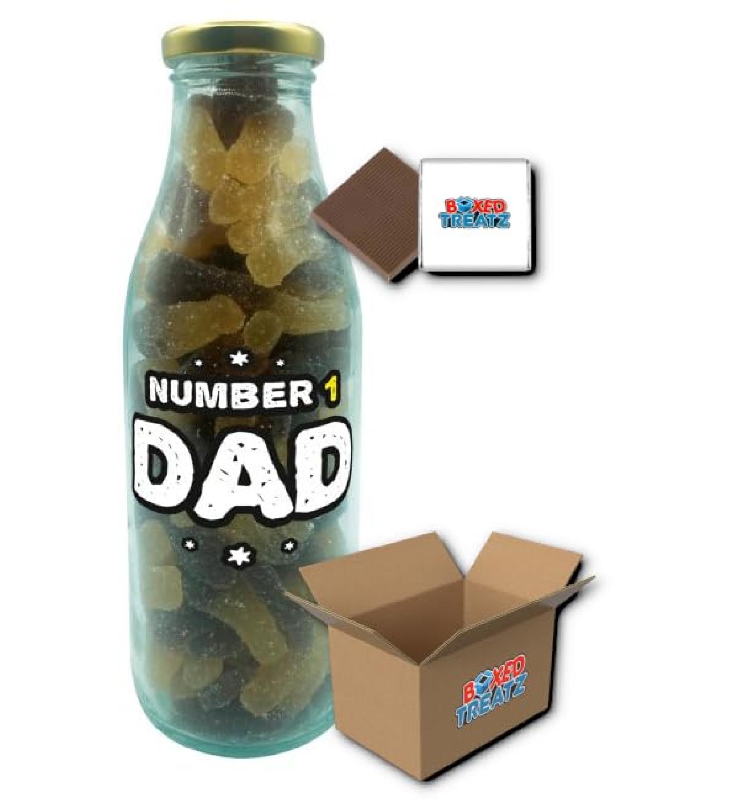 Sweets Milk Bottle Personalised Message For Dad 300g NO.1 DAD Bottle Of Sour Cola Bottles Boxed Treatz NO.1 DAD bottle of Sour cola bottles 300g - Buy Online on GoSupps.com