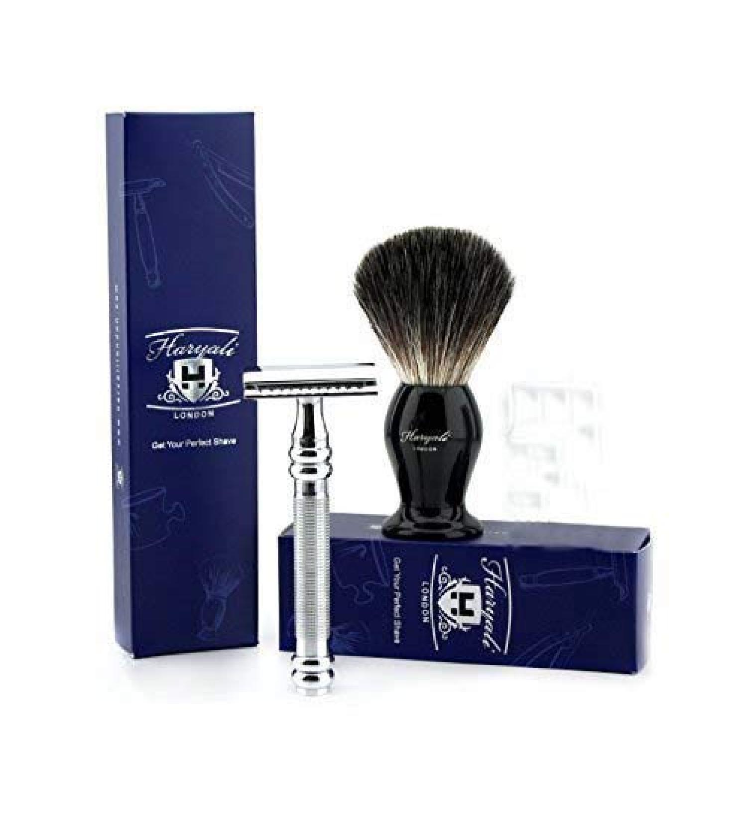 Premium 2-Piece Men's Shave Set - Black Roof Hair Razor & Brush - Perfect for All Shaving Needs - International Shipping - Buy Online on GoSupps.com