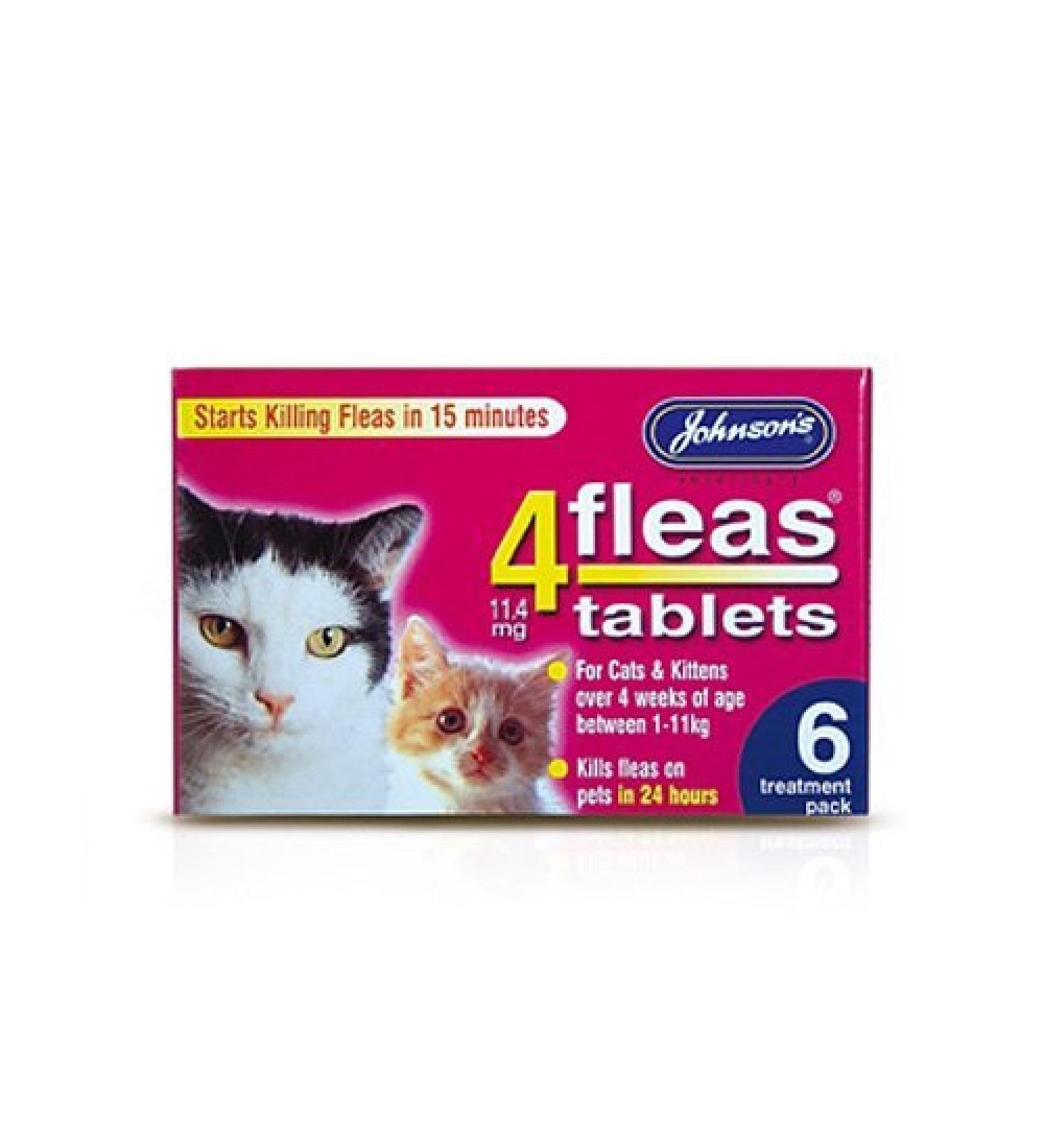 Johnsons 4 Fleas Tablets for Cats & Kittens x 6 Tablets 50g - Bulk Deal of 6x