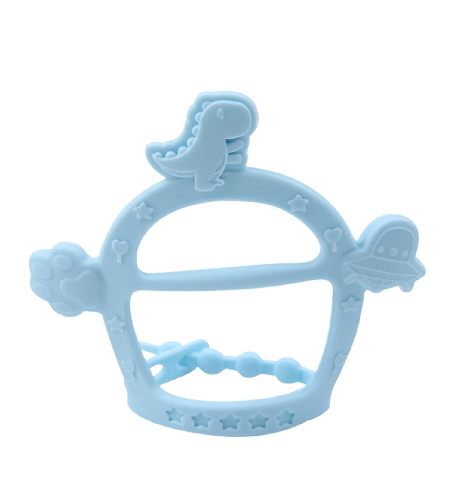 Toyvian Baby Teething Toy - Silicone Infant Pacifier and Wrist Teether for Newborns - Adjustable Wristband Chew Toy - Shower Gift - Blue - Buy Online on GoSupps.com
