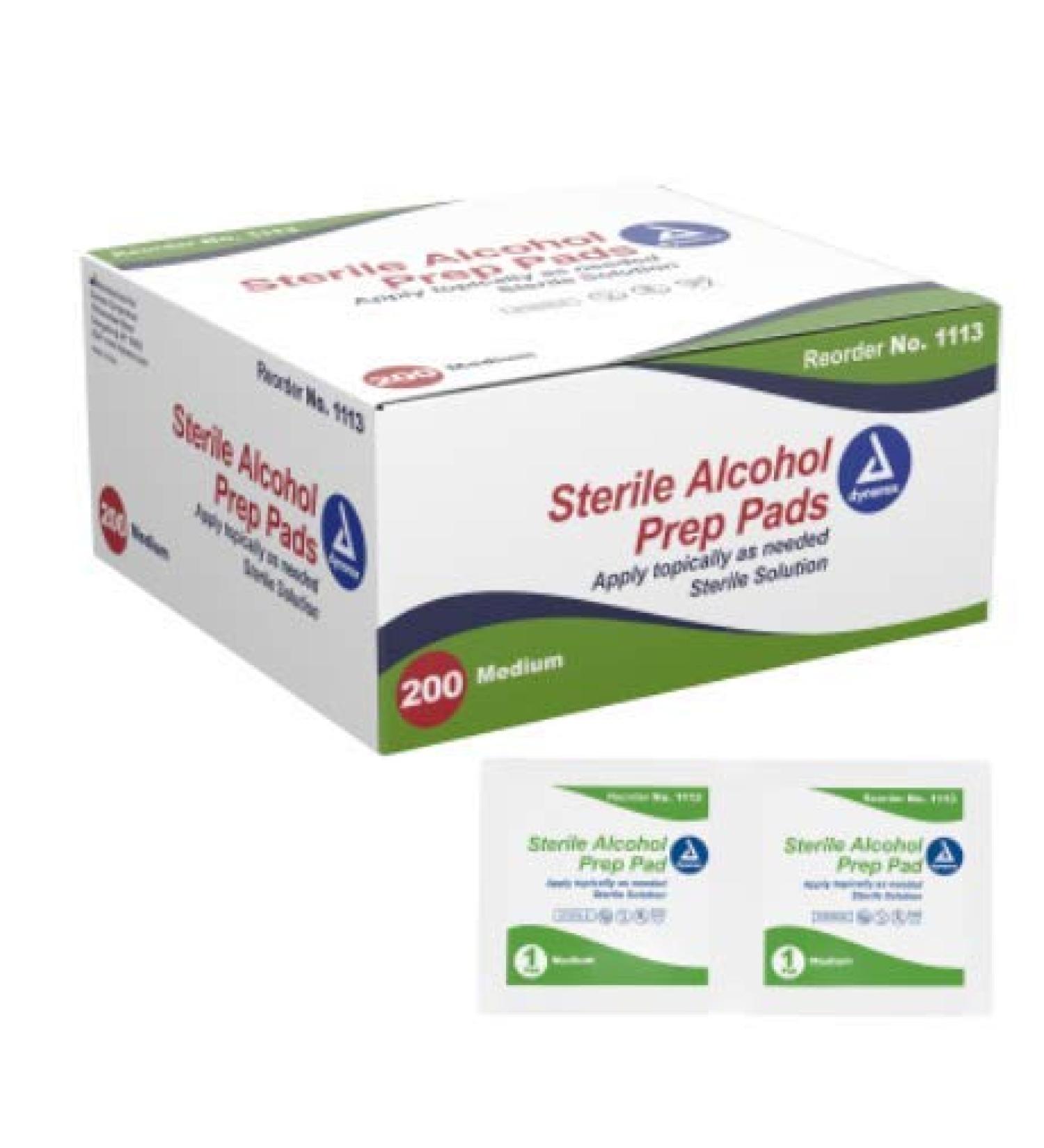 Dynarex Alcohol Prep Pad Sterile, Medium, 200 count 1