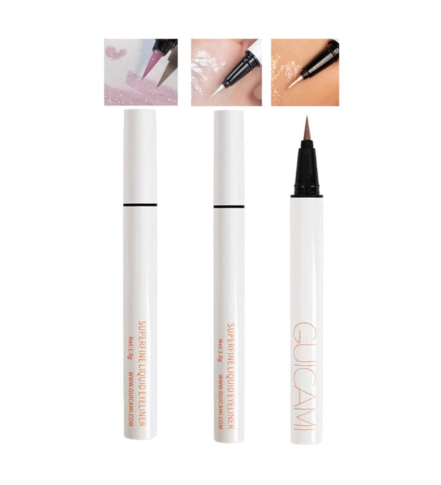 Long-Lasting Liquid Glitter Eyeliner Pen | Waterproof Diamond Eyeshadow Liner | Matte Pink & Champagne Gold Highlighter - Buy Online on GoSupps.com