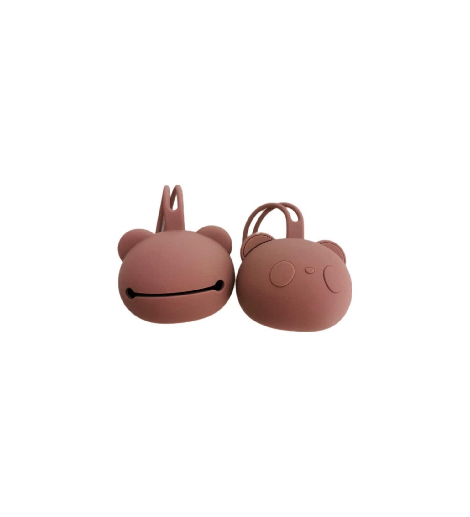 Schnullerbox - Silicone Pacifier Storage Case for Babies | Bear Design | Free Shipping | Pacifier Holder & Chain in Orange - Buy Online on GoSupps.com