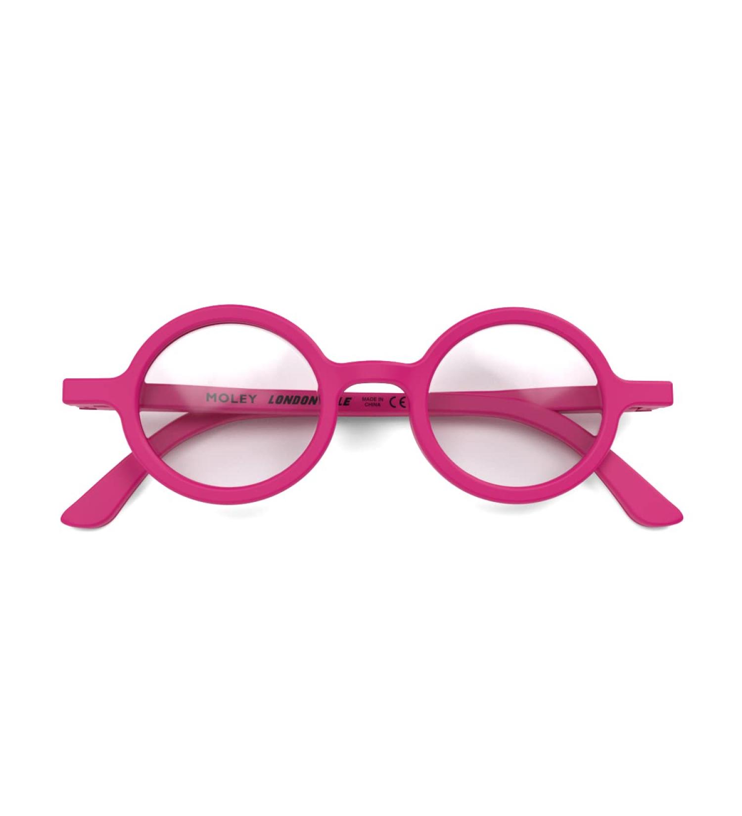 Moley London Pink Reading Glasses 1.5x - Stylish Round Readers with Spring Hinges - Buy Online on GoSupps.com