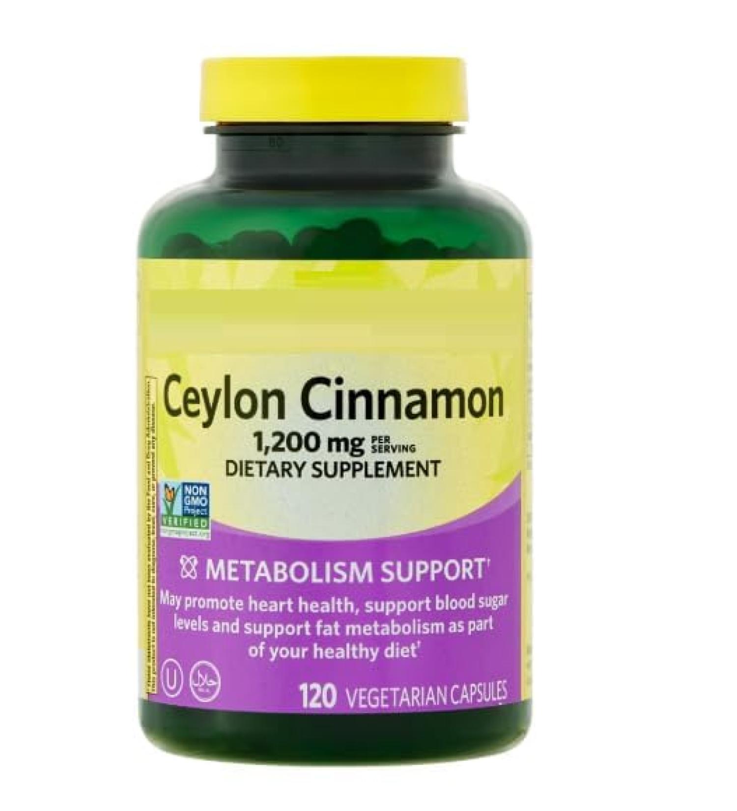 SEDLAV Ceylon Cinnamon Metabolism Support Dietary Supplement Vegetarian Capsules 1 200 mg 120 Count Sticker