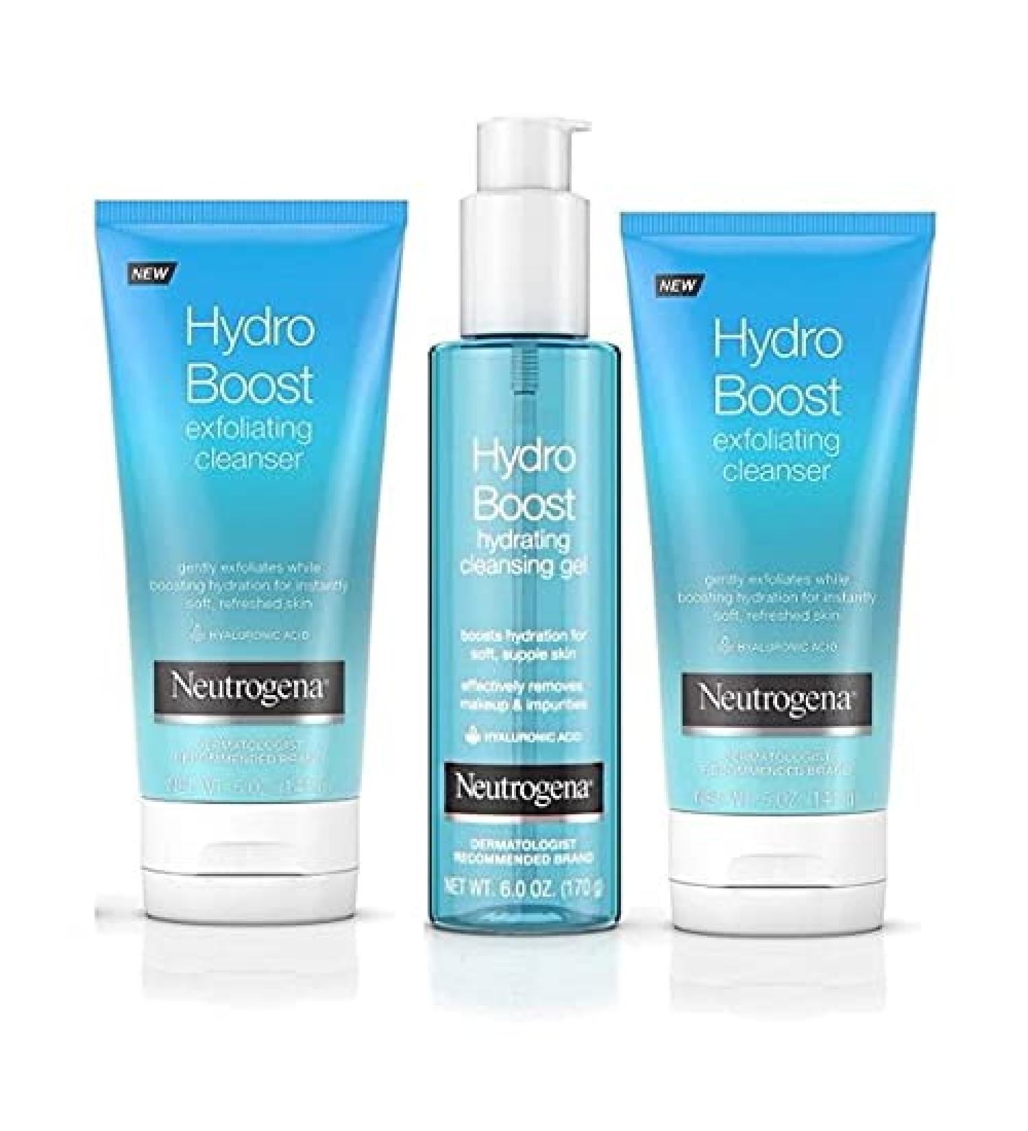 Neutrogena Hydro Boost Cleanse & Exfoliate Set | Hydrating Facial Skincare for All Skin Types - Shop Internationally Now - Buy Online on GoSupps.com