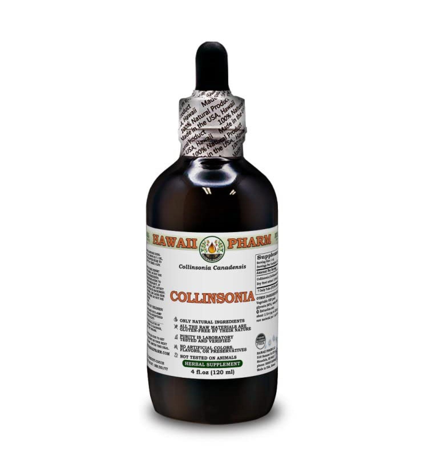 Hawaii Pharm Collinsonia Canadensis Liquid Extract Glycerite 120ml - Premium Herbal Supplement for Natural Health - Buy Online on GoSupps.com