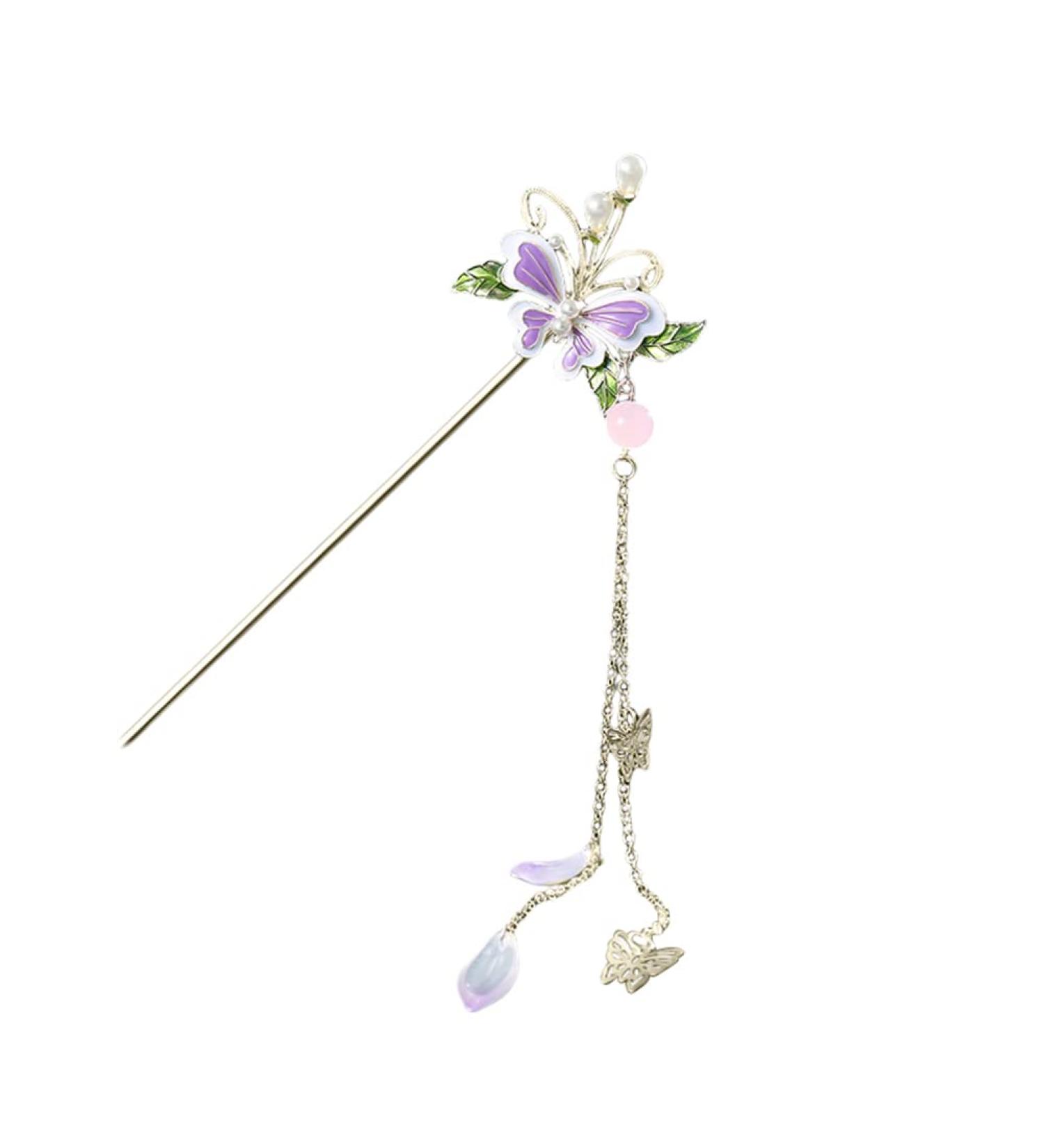 Chinese Hair Stick Butterfly Flowers Hair Clips Shiny Rhinestone Hair Chopsticks Metal Hair Sticks Beads Vintage Elegant Hair Sticks for Decorative Hair Solid Hairstyle for Women Girls - Buy Online on GoSupps.com