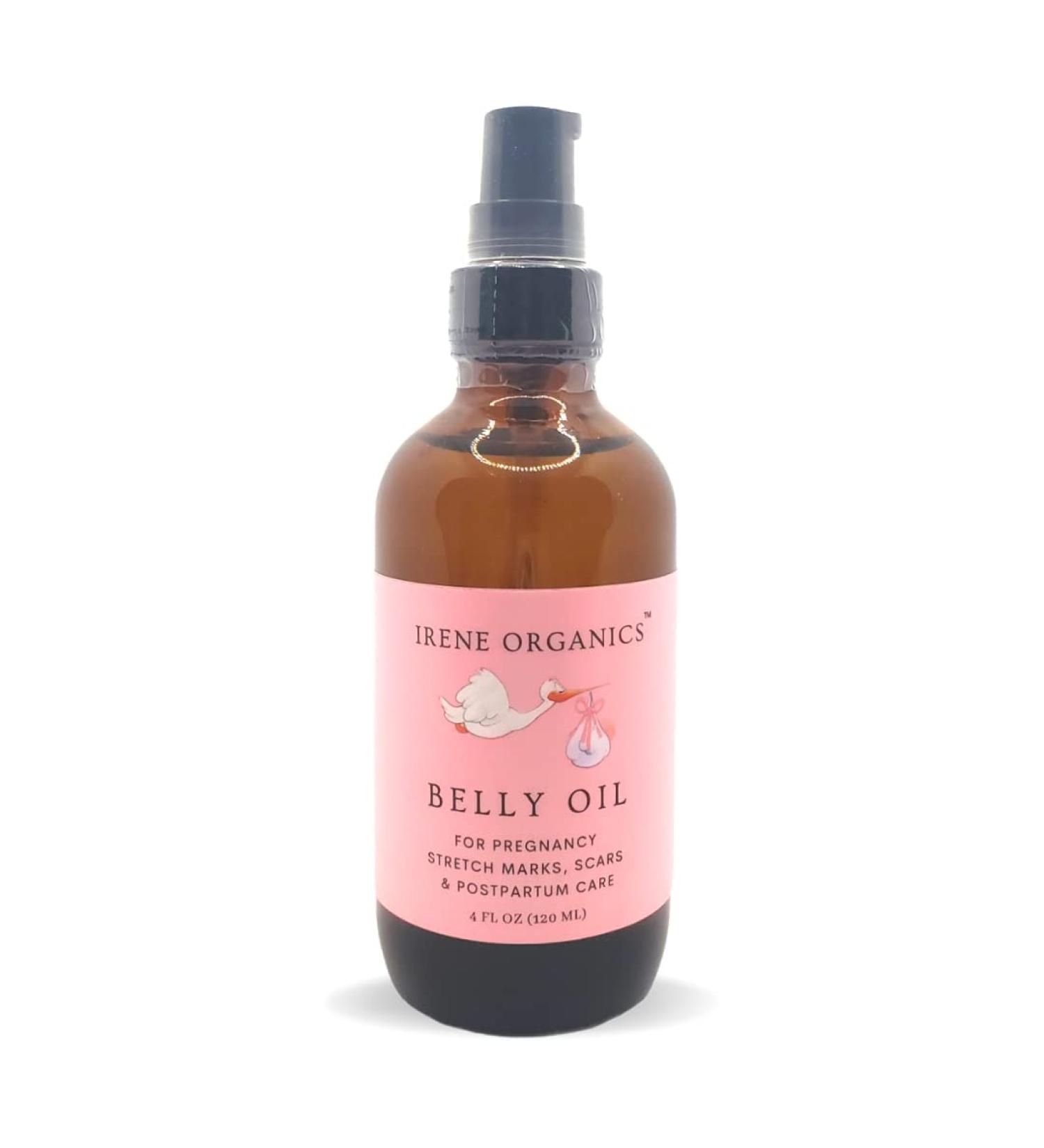 Irene Organics Belly Oil for Pregnancy Stretch Marks - Fast Absorbing & Hydrating 4oz - Buy Online on GoSupps.com
