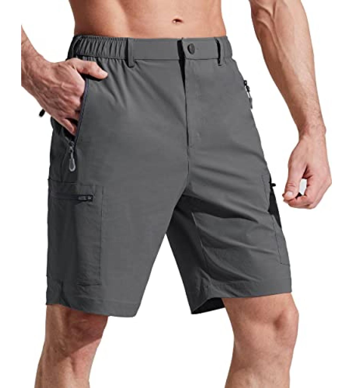 Libin Men's Quick Dry Stretch Cargo Shorts - Grey, Large | Lightweight Golf, Hiking & Travel Shorts for Fishing & Work - Buy Online on GoSupps.com