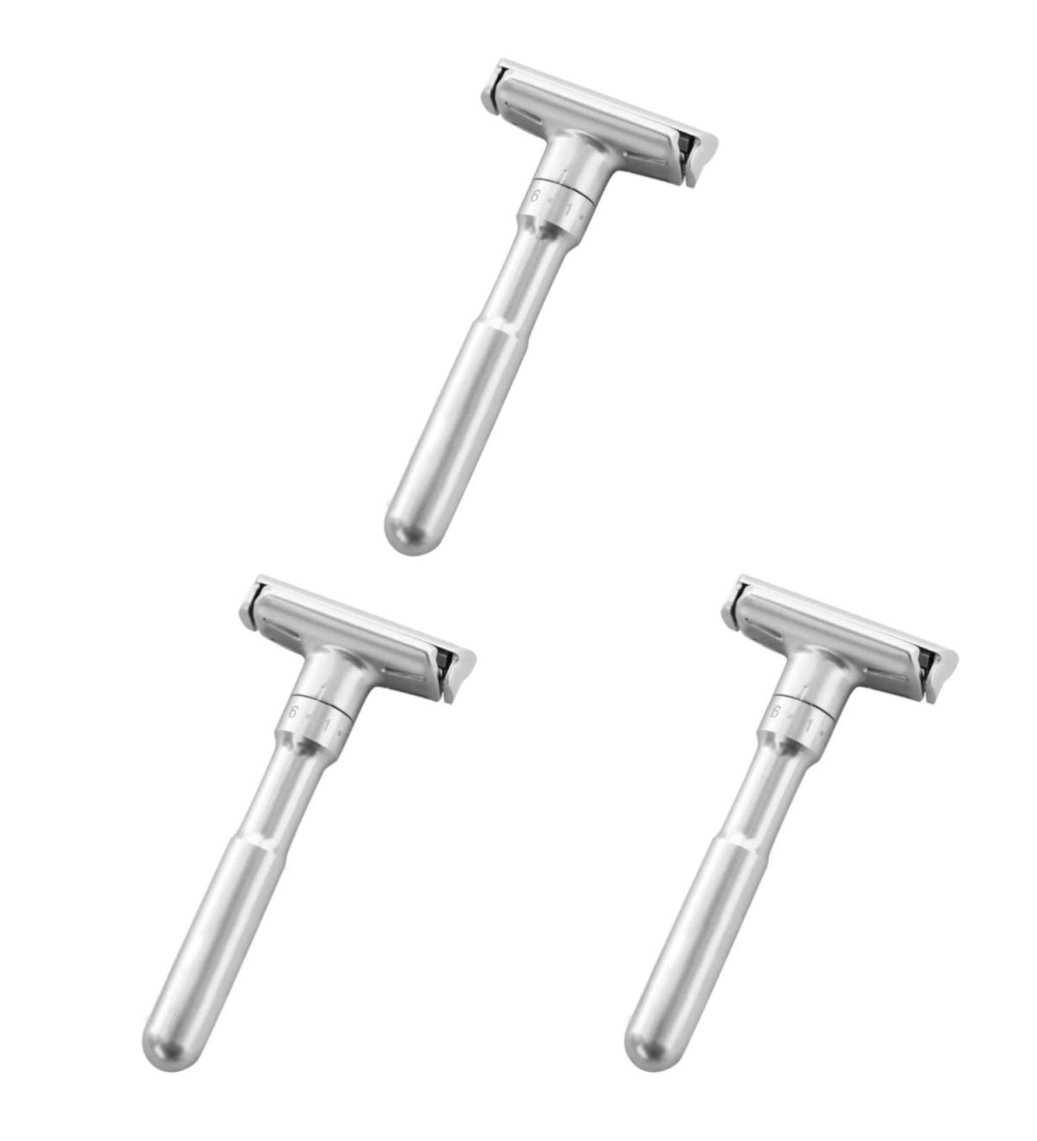 Fomiyes 3-Pack Portable Safety Razors - Manual Vintage Double-Sided Shaving Razors for Men - Premium Silver Shaveadoras - Buy Online on GoSupps.com