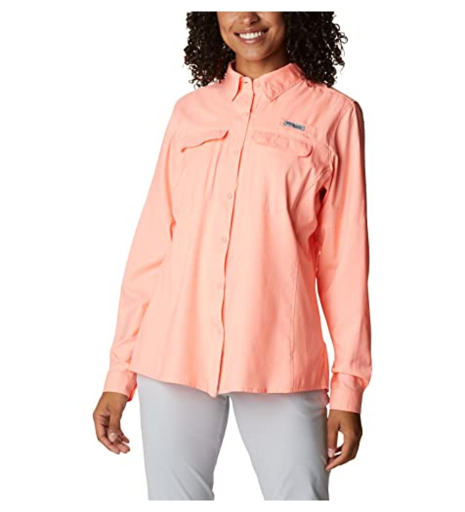 Columbia Women's W Skiff Guide Long Sleeve Shirt - Tiki Pink, Large - Buy Online on GoSupps.com