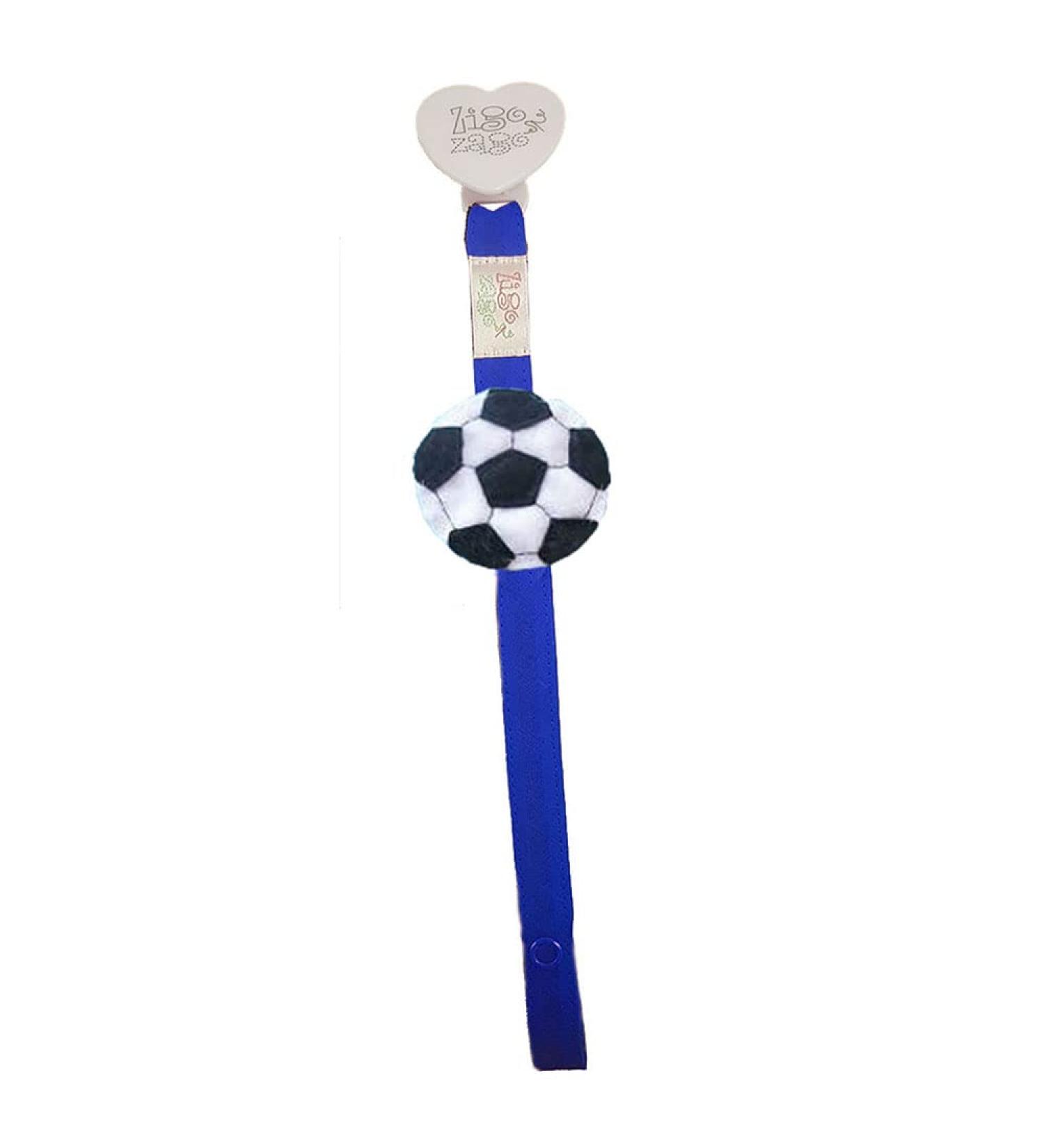 Zigozago - Pacifier chain football - Handmade fabric pacifier chain with 3D balloon. Color: blue