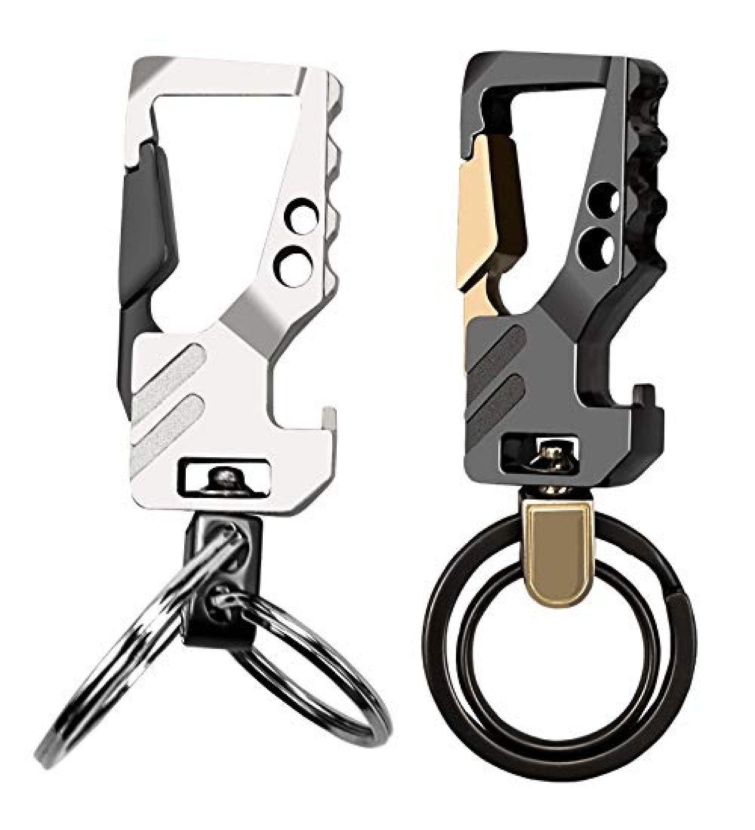 Exsun Carabiner Keychain Set with Bottle Opener - Gold & Silver | Key Chains for Men and Women - Buy Online on GoSupps.com