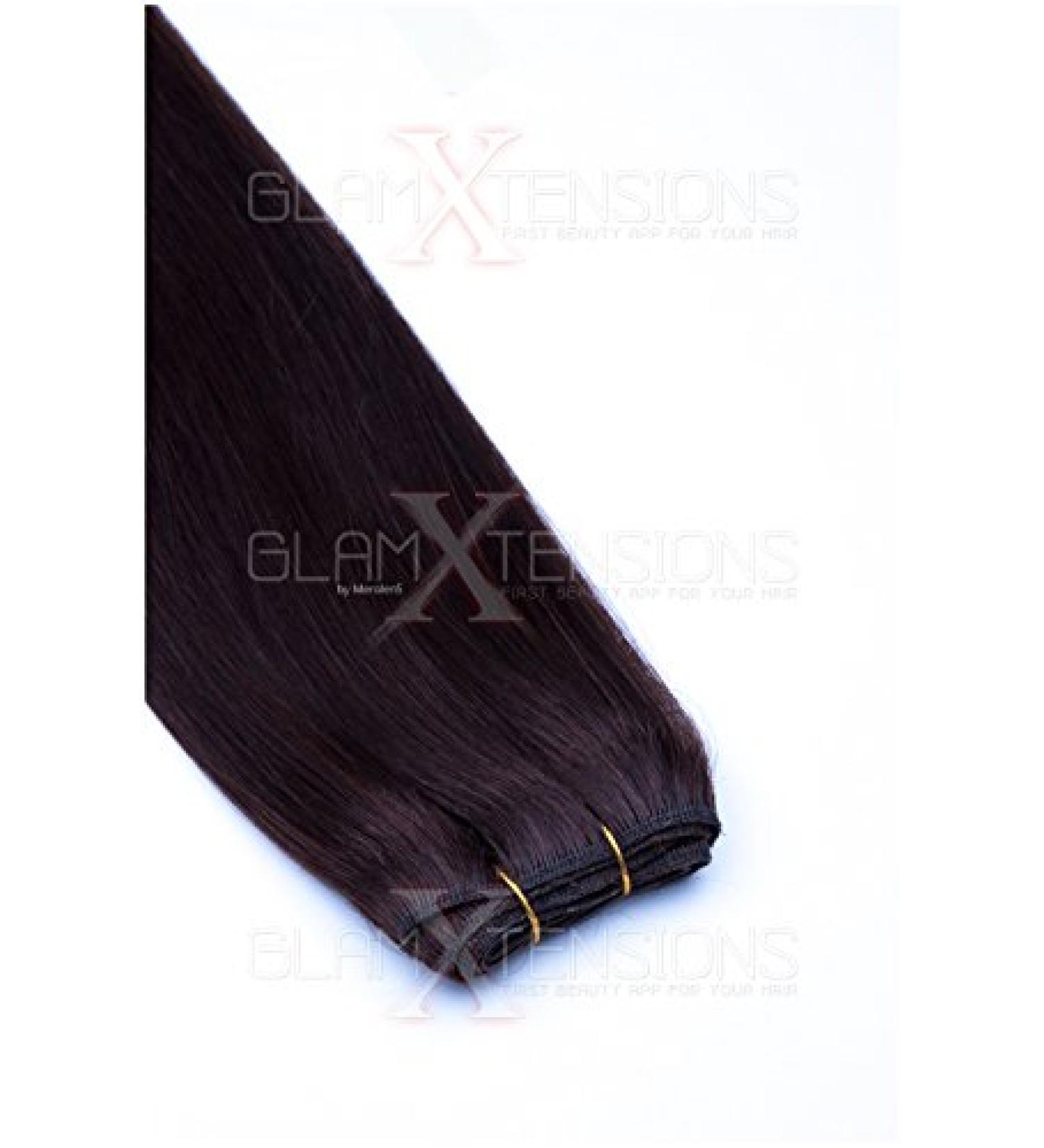 WEFT Extensions Real Hair Tress Glamxtensions smooth 100% Remy Indian real hair Human hair - 50cm in the color #02 Dark brown - hair extension hair sealing for sewing