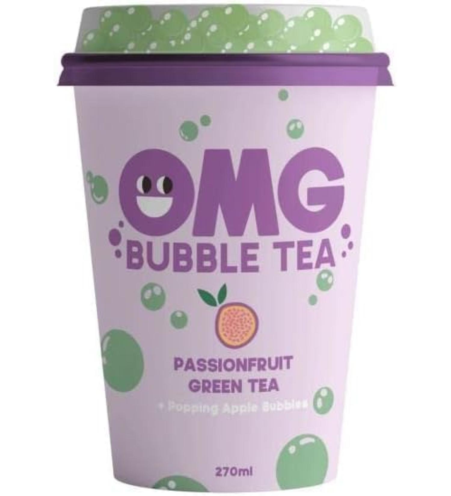 Bubble Tea | Passion Fruit Green Tea With Popping Apple Bubbles 270ml (Pack Of 12) Delicious Tasty And Twisty Treat