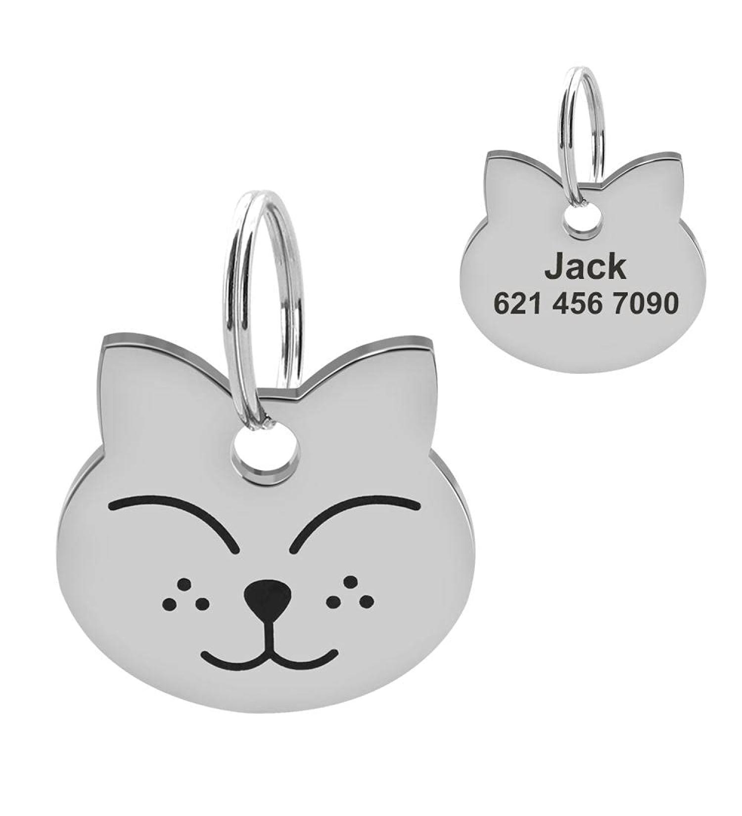Personalized Stainless Steel Cat ID Pendant Necklace - Engraved Kitten Accessory for Pet Lovers - Buy Online on GoSupps.com