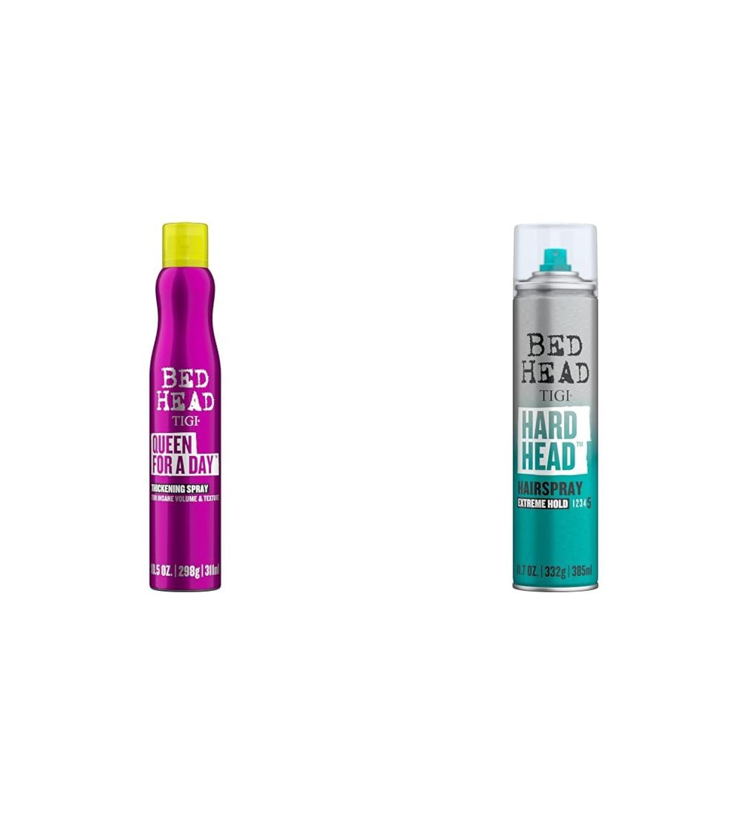 TIGI Bed Head Queen For A Day Thickening Spray for Fine Hair 10.5 oz & ead Hard Head Hairspray for Extra Strong Hold 11.7 oz - Buy Online on GoSupps.com