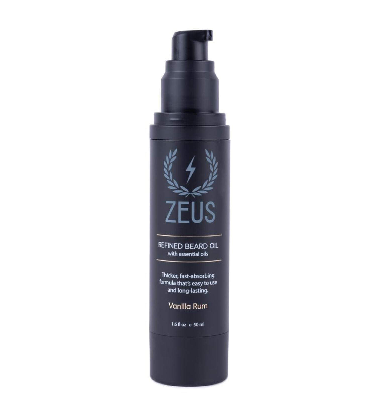 ZEUS Refined Beard Oil - Leave In Conditioner for a Softer Beard & Mustache | Vanilla Rum Scent - Made in USA | 1.6 oz - International Shipping Available - Buy Online on GoSupps.com