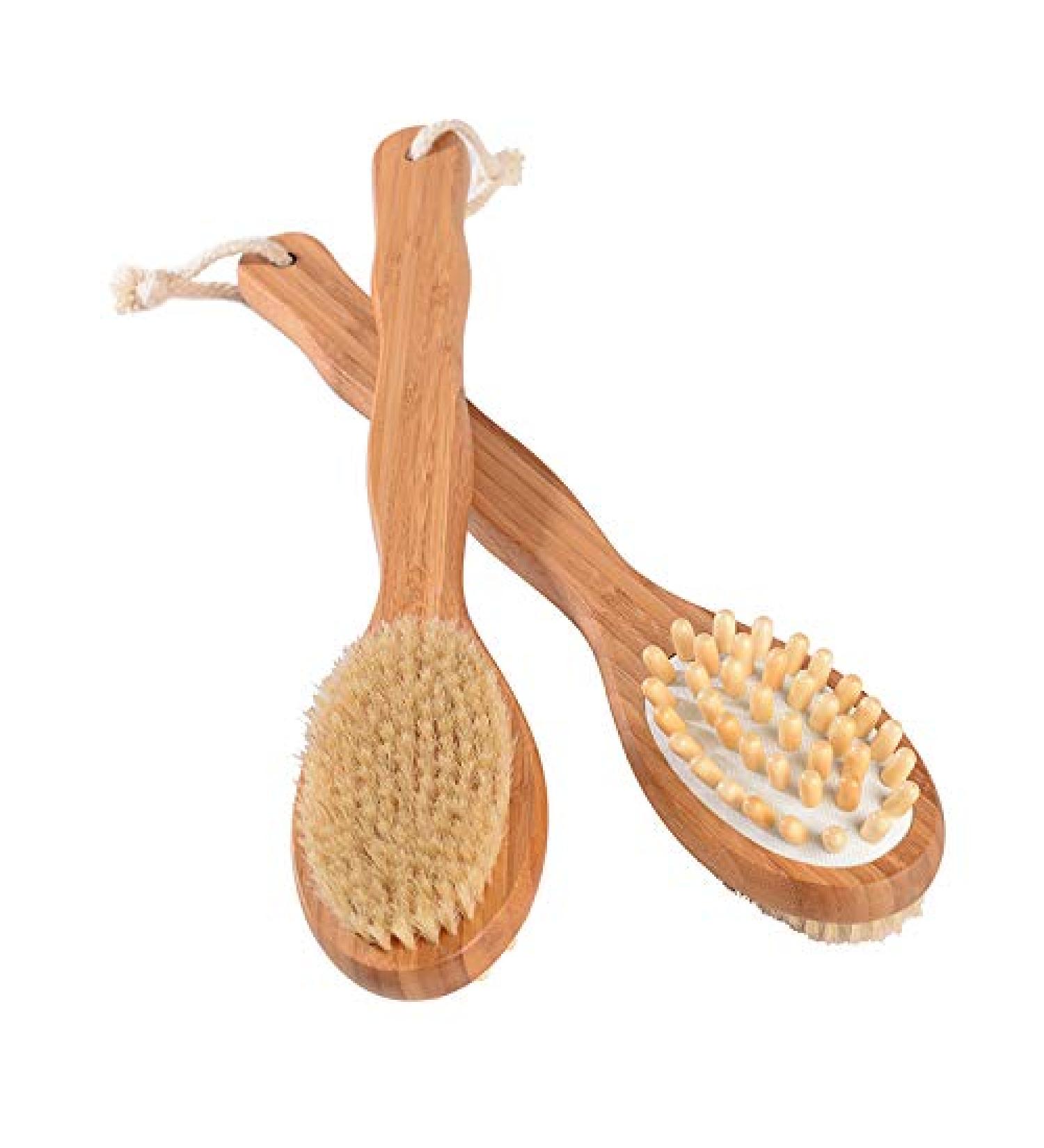 Attaga Back Brush with Massage Function - Ergonomic Long Wooden Bathing Brush for Dry Skin & Exfoliation - Buy Online on GoSupps.com