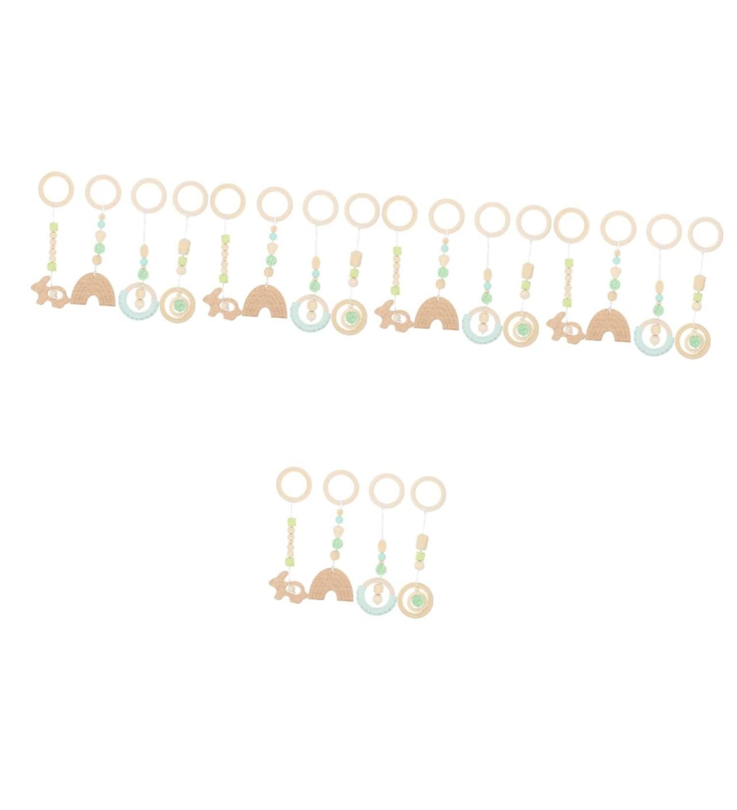 20 Pcs Baby Gym Wooden Teether Car Decorations - Hanging Wood Toy Set for Newborns | Infant Gym Plaything Chew - Green - Buy Online on GoSupps.com