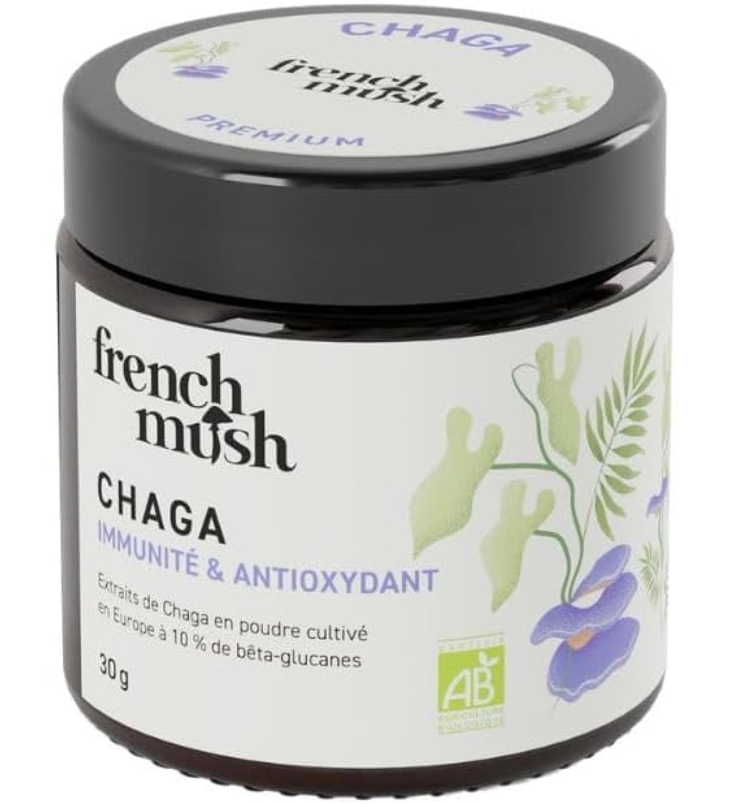 Organic Chaga Mushroom Powder - 30g Vegan - Antioxidant Super Food Tonus - Rich in Vitamins B D and K - Blends with Your Drinks - Chaga Mushroom Laboratory Tested - Made in France - Buy Online on GoSupps.com