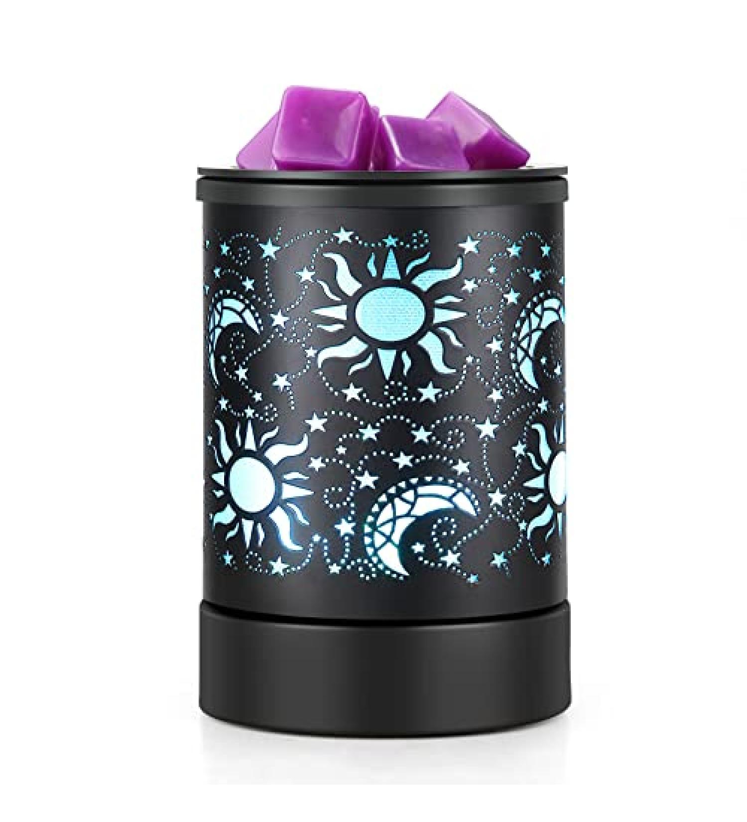 Inrorans Sun Moon Star Oil Heater - Black Metal Wax Warmer with 7-Color LED Night Light | Fragrance Wax Warmer for Home Decoration - Buy Online on GoSupps.com