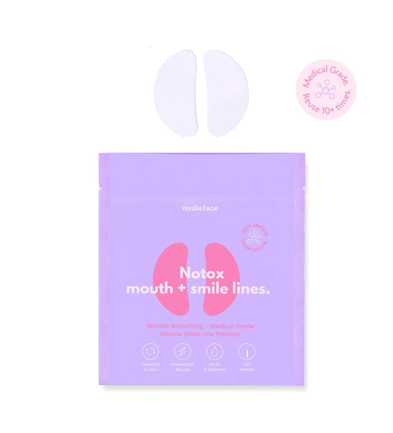 Notox Mouth + Smile Lines - Nudie Face 100% Medical Grade Silicone Wrinkle Patches | Reusable Silicone Patches To Reduce Mouth and Smile Lines | Fine Line & Wrinkle Reduction | Fast Results - Buy Online on GoSupps.com