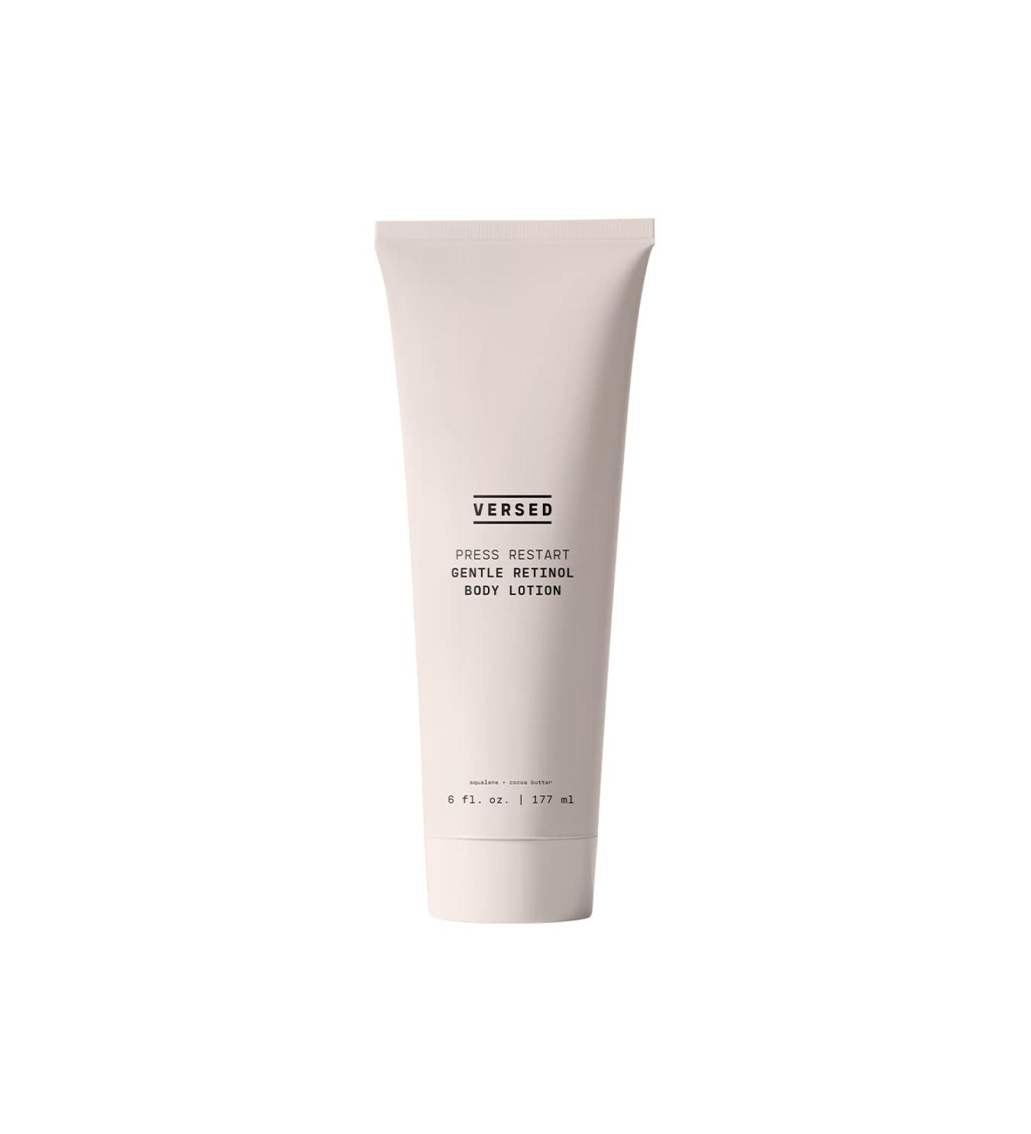 Versed Press Restart Retinol Body Lotion - Skin Firming Cream with Cocoa Butter, Squalane & Vitamin E - Acne Body Lotion & Brightening Hyperpigmentation Treatment - 6 oz - Buy Online on GoSupps.com