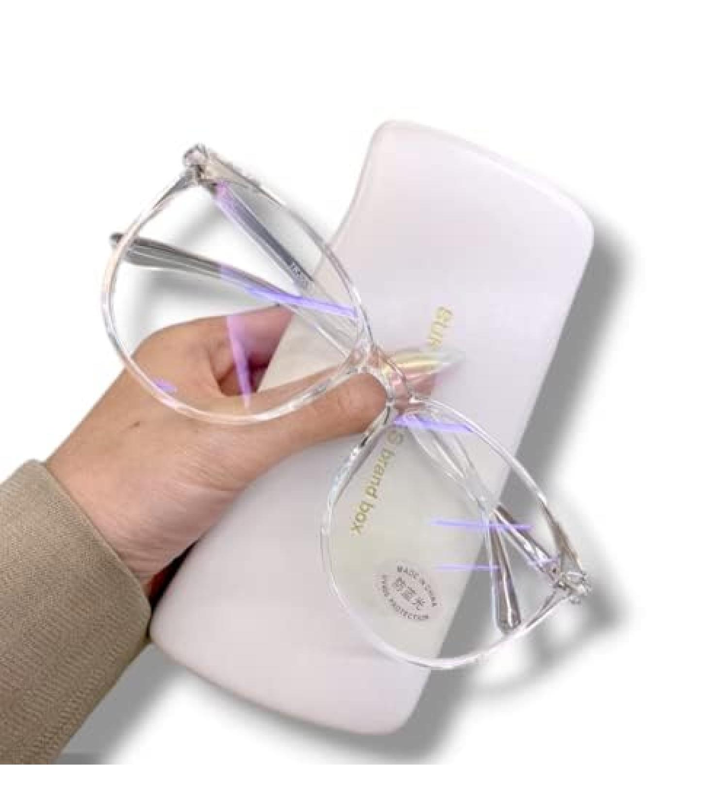 Transparent Computer Glasses Frame for Men & Women - Anti Blue Light Round Eyewear - Stylish Optical Spectacles (White - Buy Online on GoSupps.com