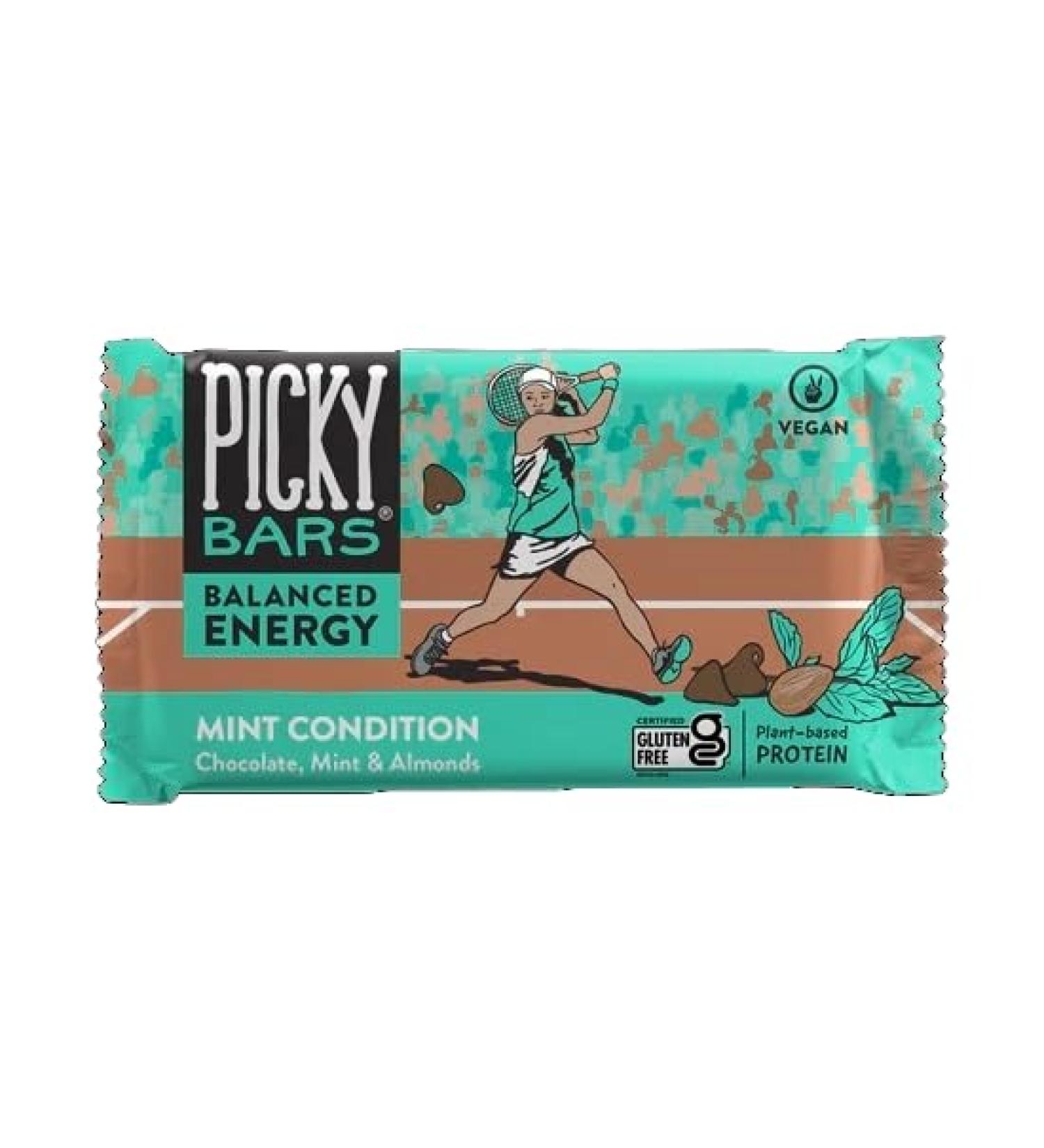 Picky Bars Mint Condition Energy Bars - Plant-Based Protein Gluten-Free Non-GMO All-Natural - 10 Count Pack - Buy Online on GoSupps.com