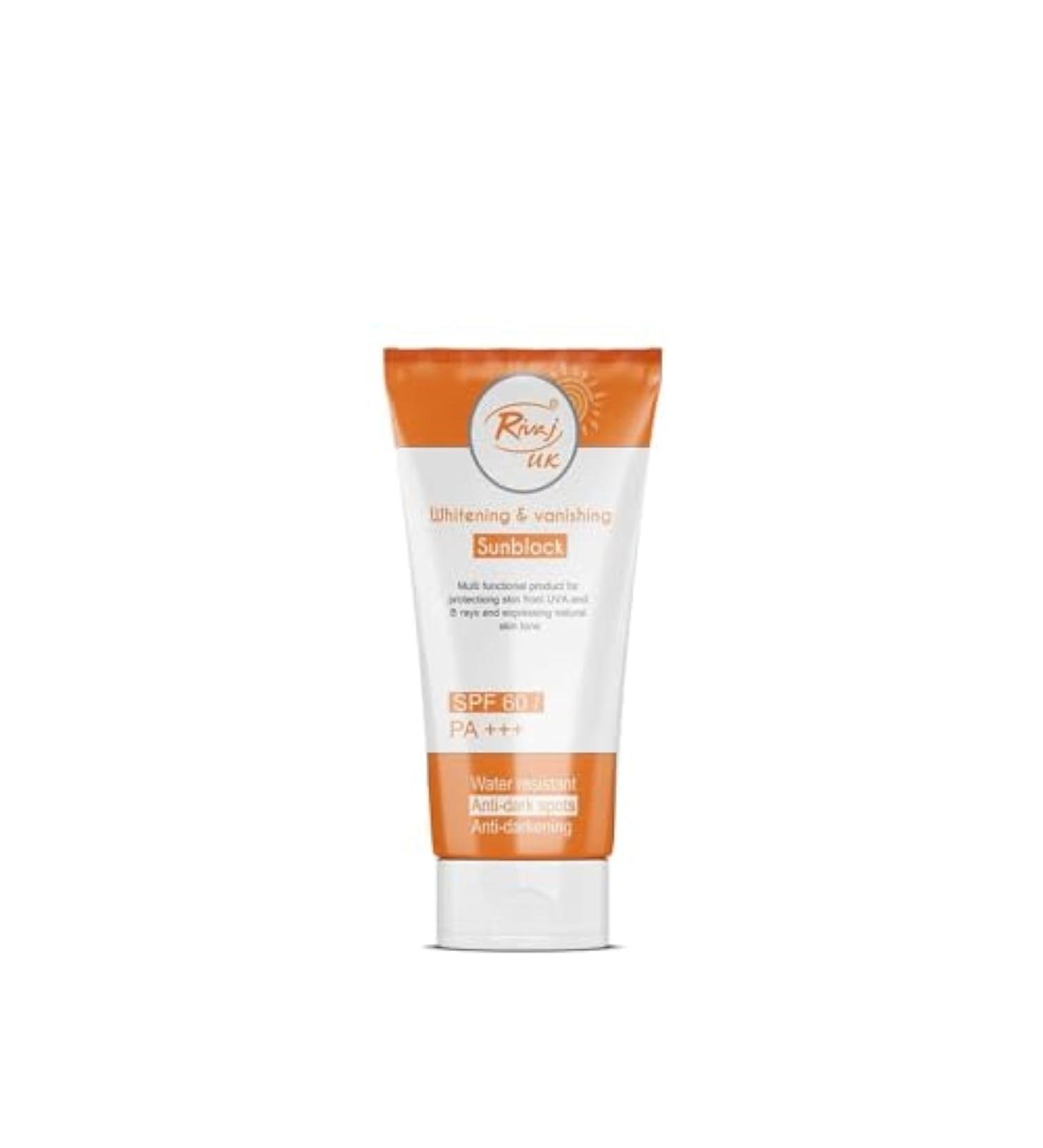 Rivaj SPF60 Sunblock Cream 40 ml Natural Formula Water Resistant For All Skin Types - Buy Online on GoSupps.com
