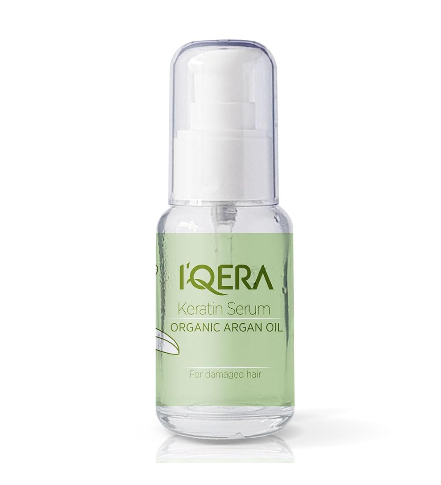 I QERA Organic Argan Oil & Aloe Vera Keratin Serum | Vegan Hair Repair & Moisturizing Treatment | Frizz Control & Shine Enhancing Hair Care - Buy Online on GoSupps.com