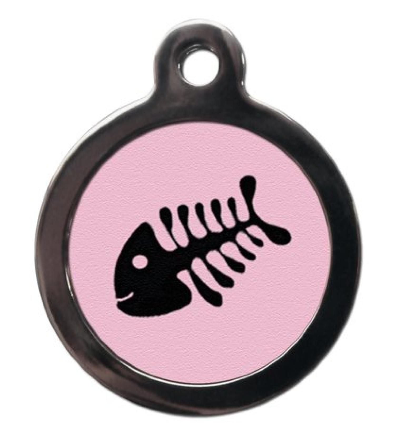 PS Pet Tags - Cute Cat ID Tags - Pink Fishbone Design - Zinc Alloy Metal - Small (24mm) Personalised On Reverse - Cat Name Address Identity Tag - Made in UK - Buy Online on GoSupps.com