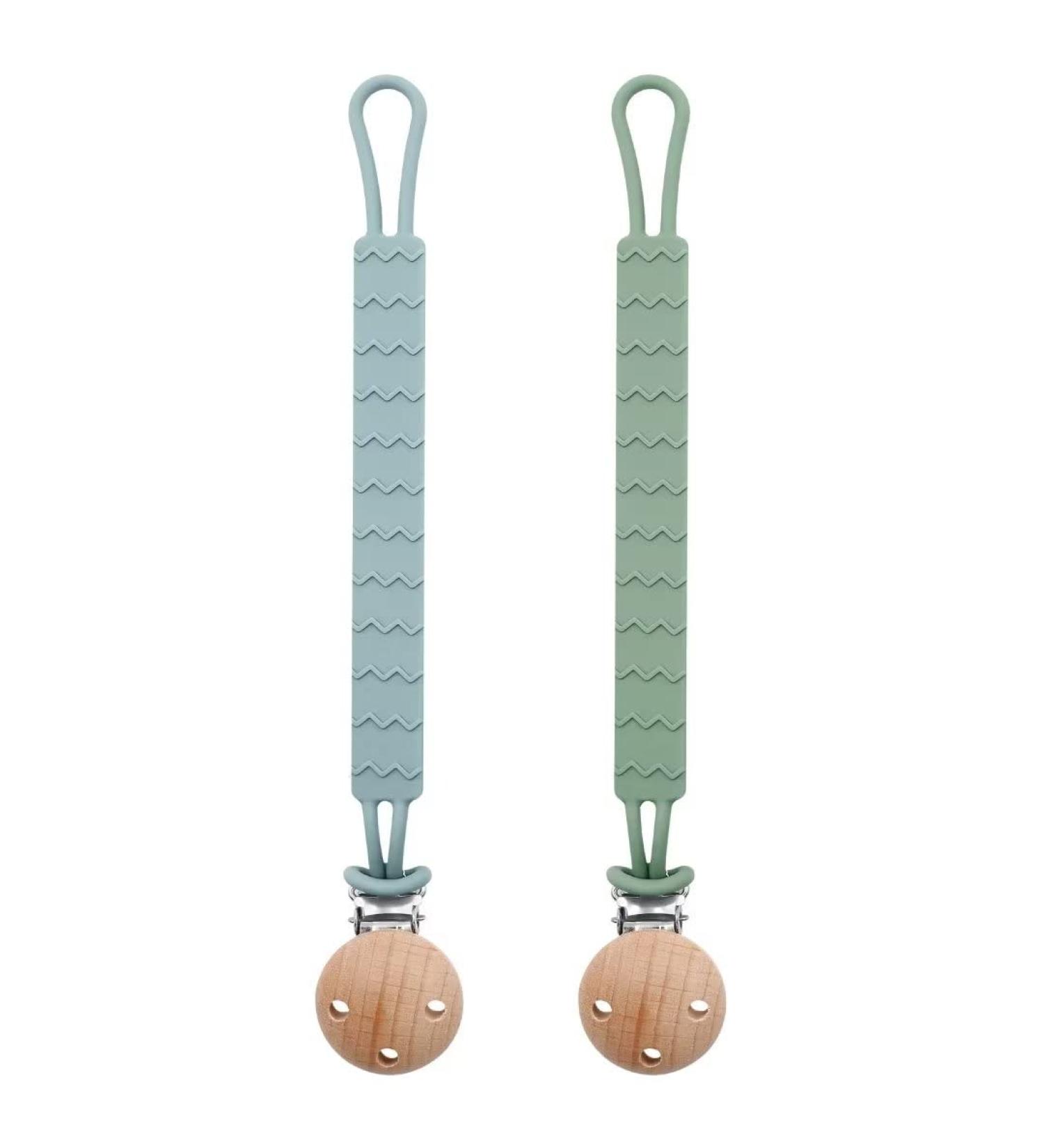 Silquet 2-Pack Pacifier Chain - Soft & Durable Baby Pacifier Clips for Boys & Girls (Green & Blue) - Buy Online on GoSupps.com