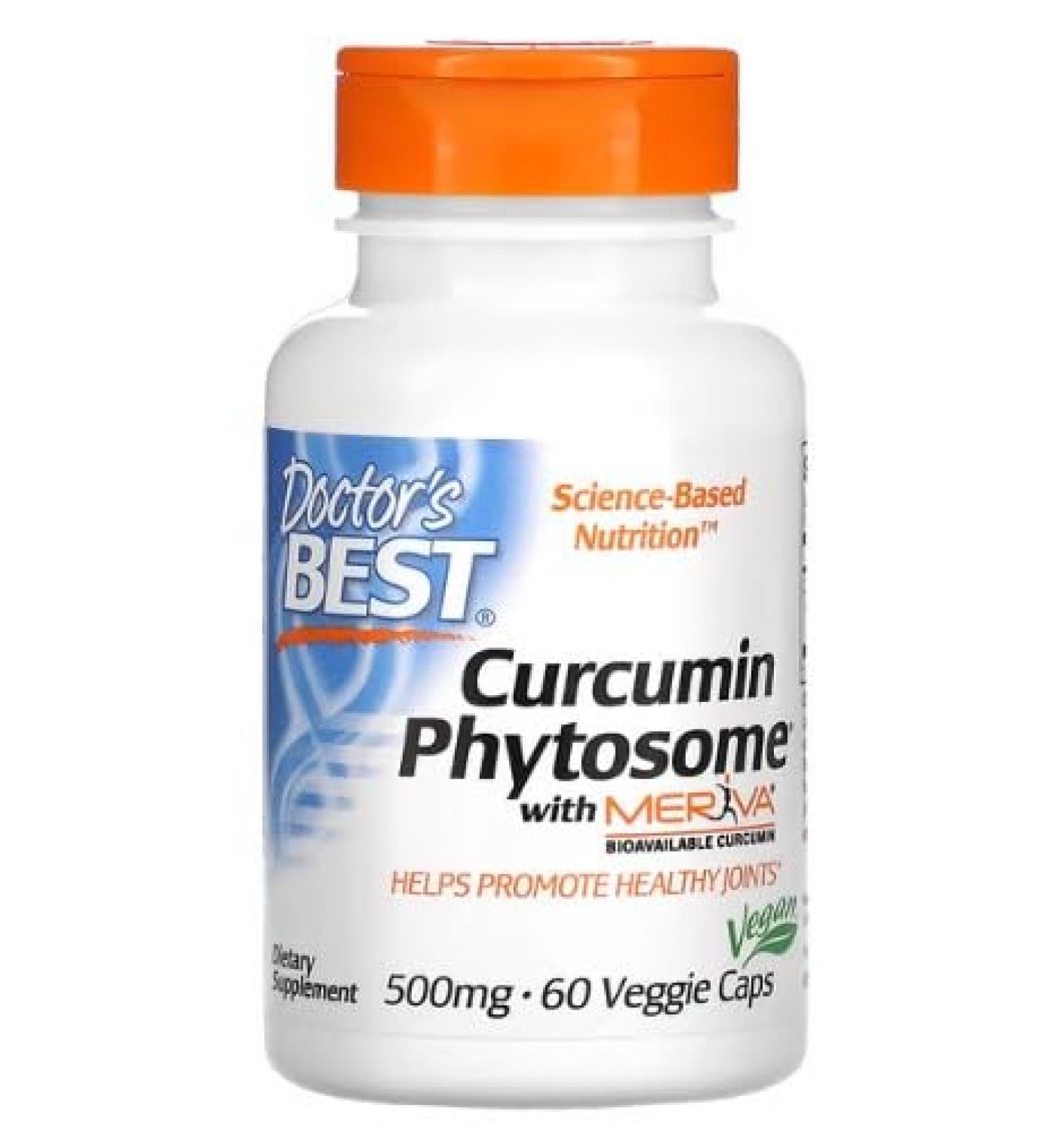 Doctor's Best Curcumin Phytosome with Meriva 500mg - 60 Vegetable Capsules | Joint Support and Antioxidant | Superior Quality - Buy Online on GoSupps.com