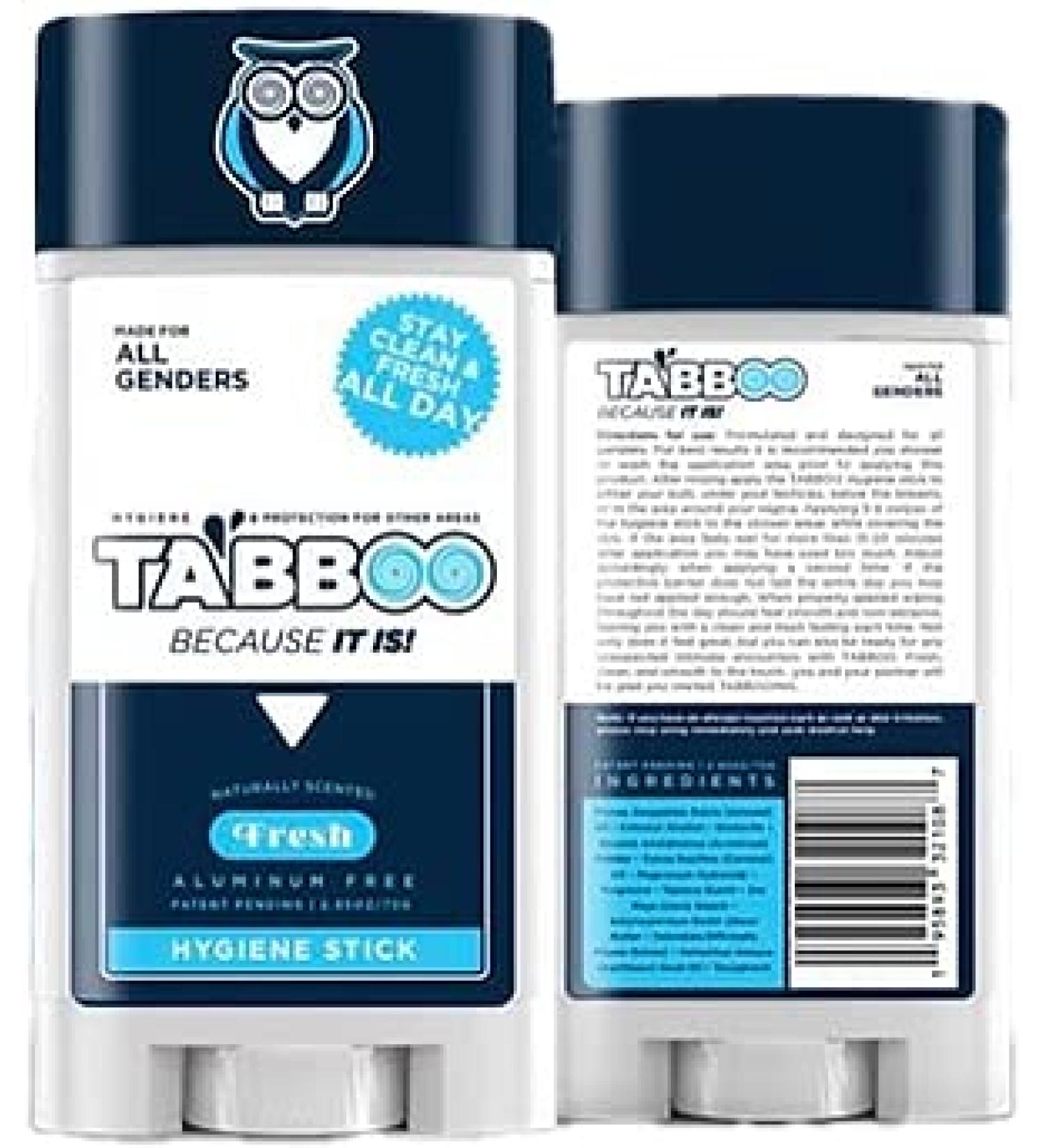 TABBOO Hygiene Stick | All-Natural & Aluminum-Free Deodorant for Whole Body | Anti-Chafing & Odor Protection (Fresh) - Buy Online on GoSupps.com
