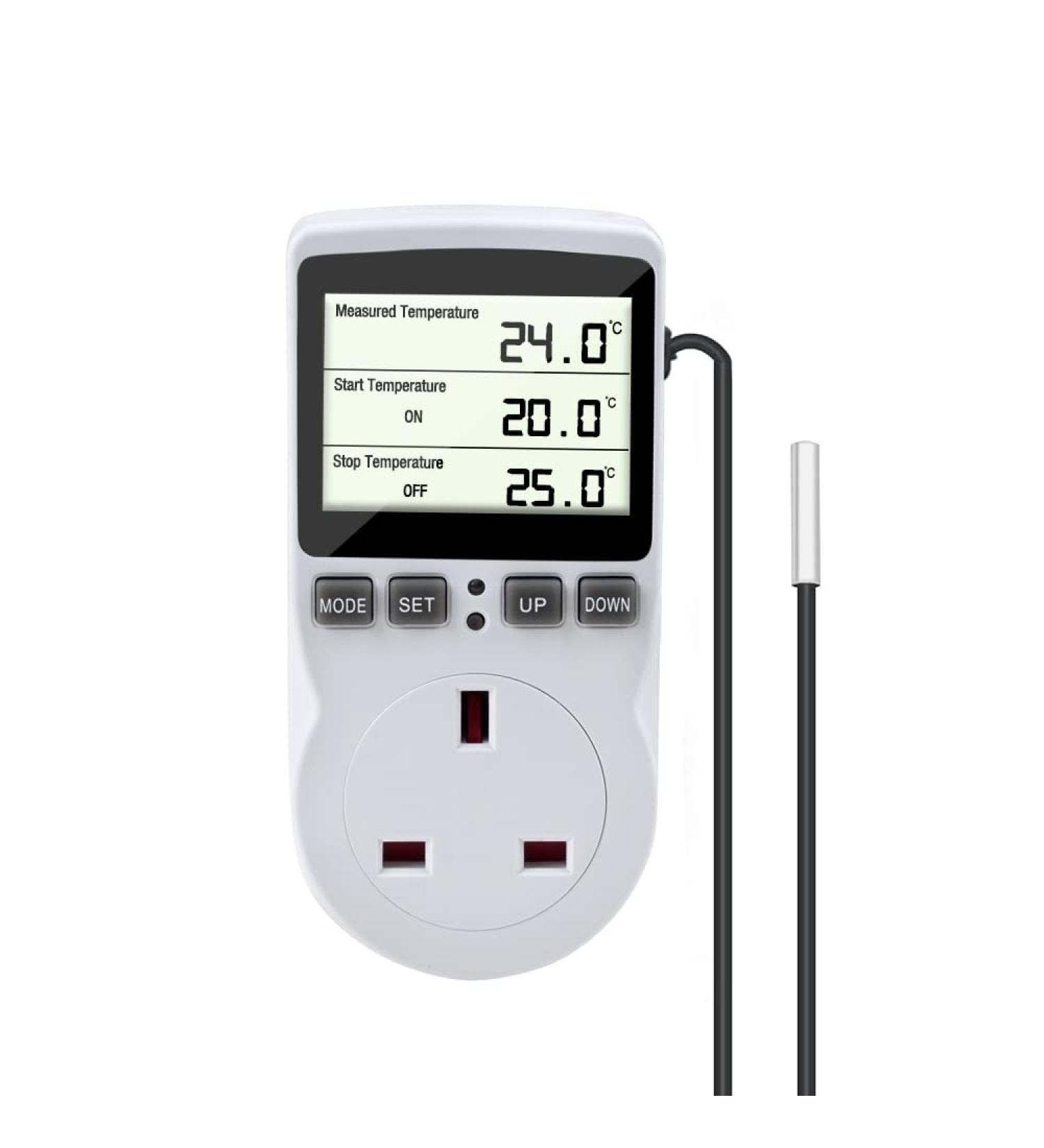Gobesty Digital Temperature Controller Thermostat Outlet Socket 230 V Digital Thermostat Outlet Plug with Temp Sensor Temperature Switch Heating Cooling Timer for Greenhouse Farm Aquarium Reptile - Buy Online on GoSupps.com