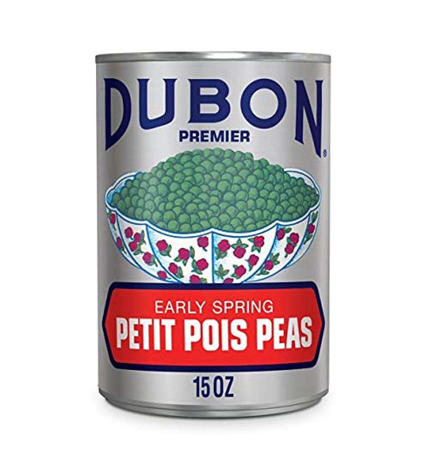 Dubon Premier Petit Pois Peas Canned Green Peas 15 oz (Pack of 6 Cans)