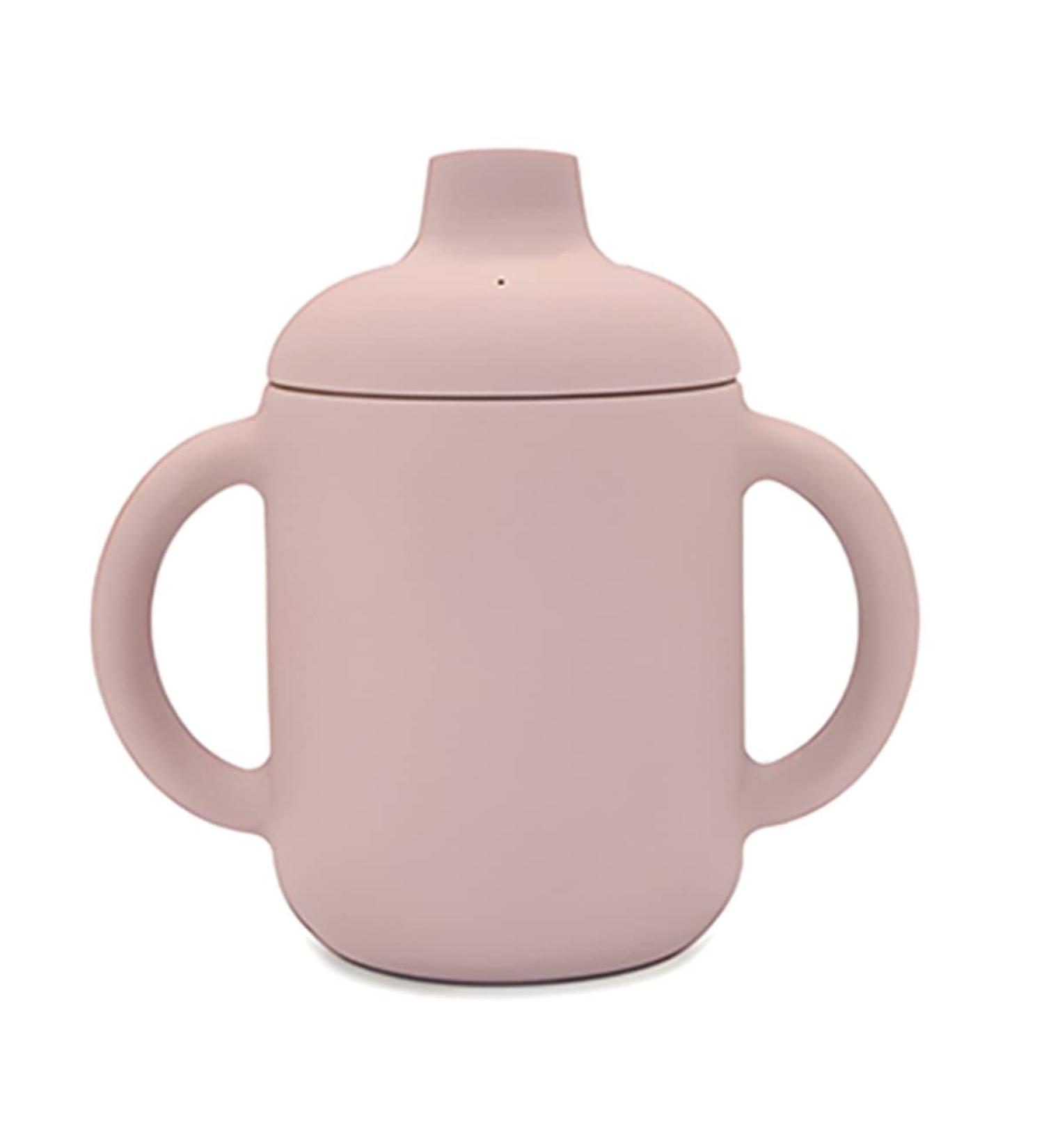 Silicone Baby Cup with Lid - Toddler Training Sippy Cup with Handles and Teether Top - Pink, 6 months - Buy Online on GoSupps.com