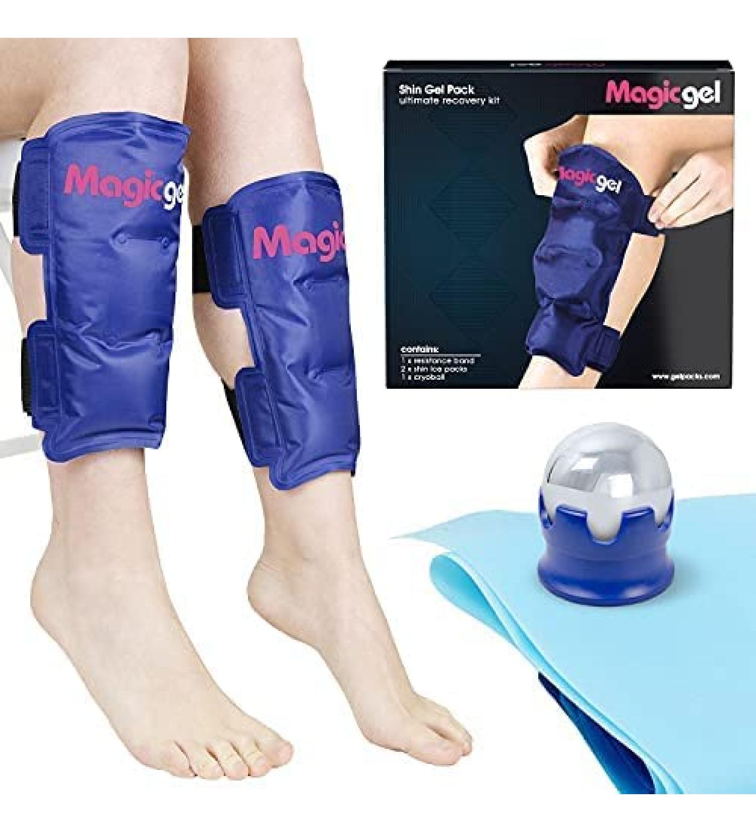 Shin Splint Relief Combo: Cryoball & Stretch Bands | Hot & Cold Therapy for Leg Pain | Magic Gel - Buy Online on GoSupps.com