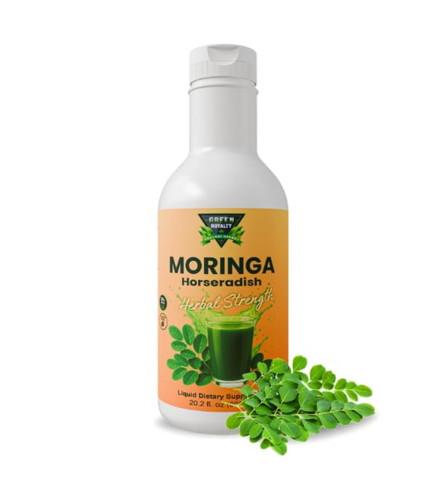GREEN ROYALTY Moringa Horseradish Tonic Supplement Herbal Strength Formula Plant-Based Wellness Support Sugar Free Vegan Gluten Free 20.2 fl oz - Buy Online on GoSupps.com