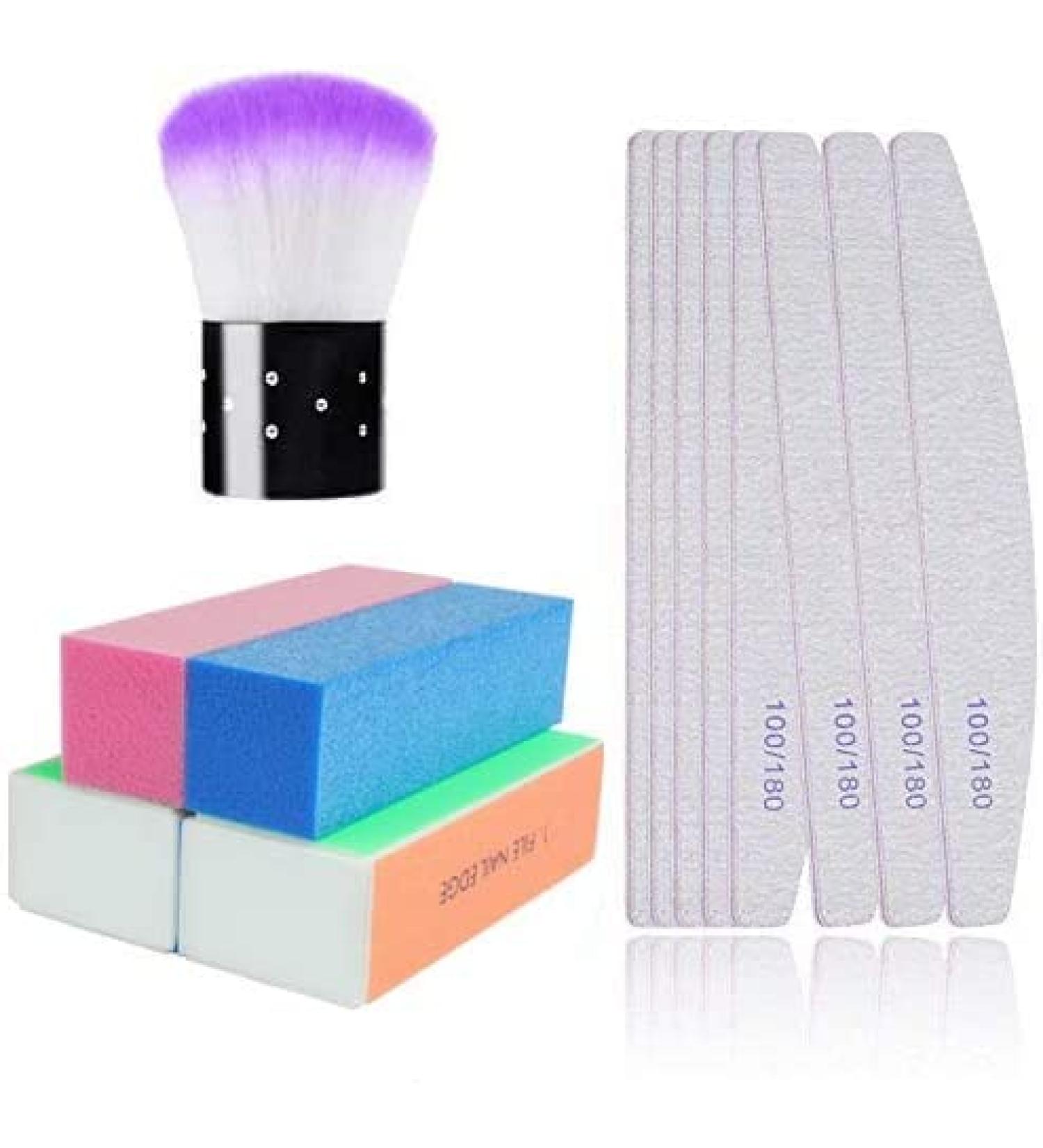 Nail File Set - 13 Pack Professional Nail Files Buffers & Brush | 100/180 Grit Double Sided Emery Board Manicure Set | Nail Trimming, Grinding, Polishing, Shining | Random Colors - 13 Count - Buy Online on GoSupps.com