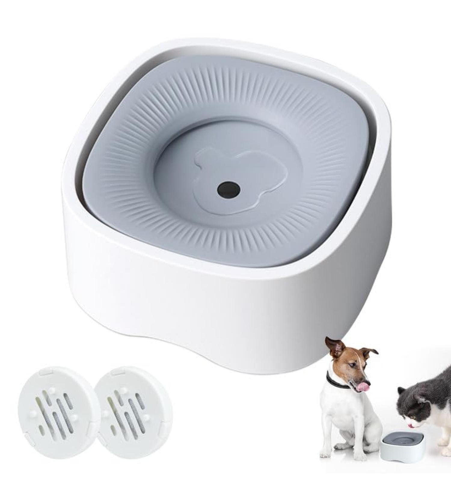 Qianyou WassernaPf 1200ml Dog Water Bowl - No Drooling Anti-Slober Ideal for Dogs & Cats with 2 Filters - Buy Online on GoSupps.com