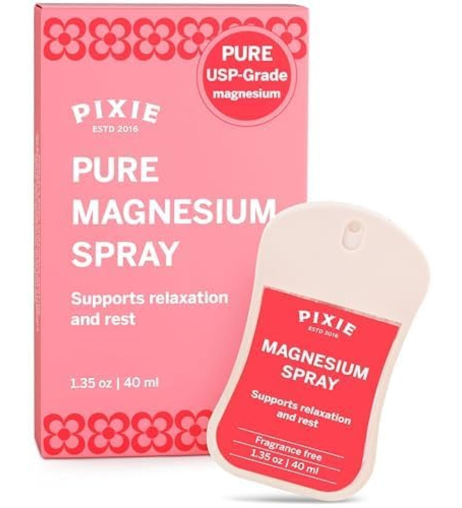 Pixie Pure Magnesium Spray 1.35oz USP Grade Fast-Absorbing Topical Relief for Body Aches Sleep & Menstrual Discomfort Travel Size & Non-Toxic for Feminine Care 1.35 Ounce (Pack of 1) - Buy Online on GoSupps.com