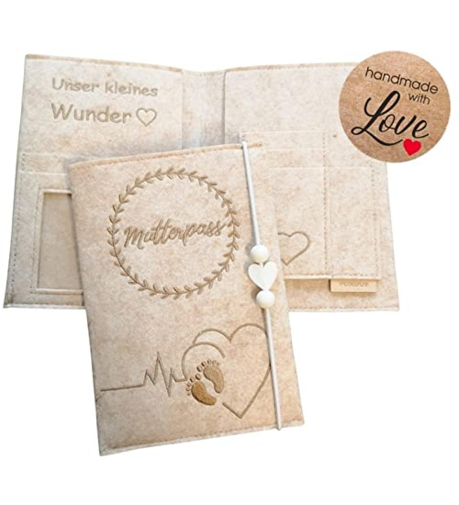 Pundus Premium Beige Mutterpass Cover - Stylish Organizer for Pregnancy Documents & Ultrasound Photos | Perfect Gift for Moms-to-Be - Buy Online on GoSupps.com