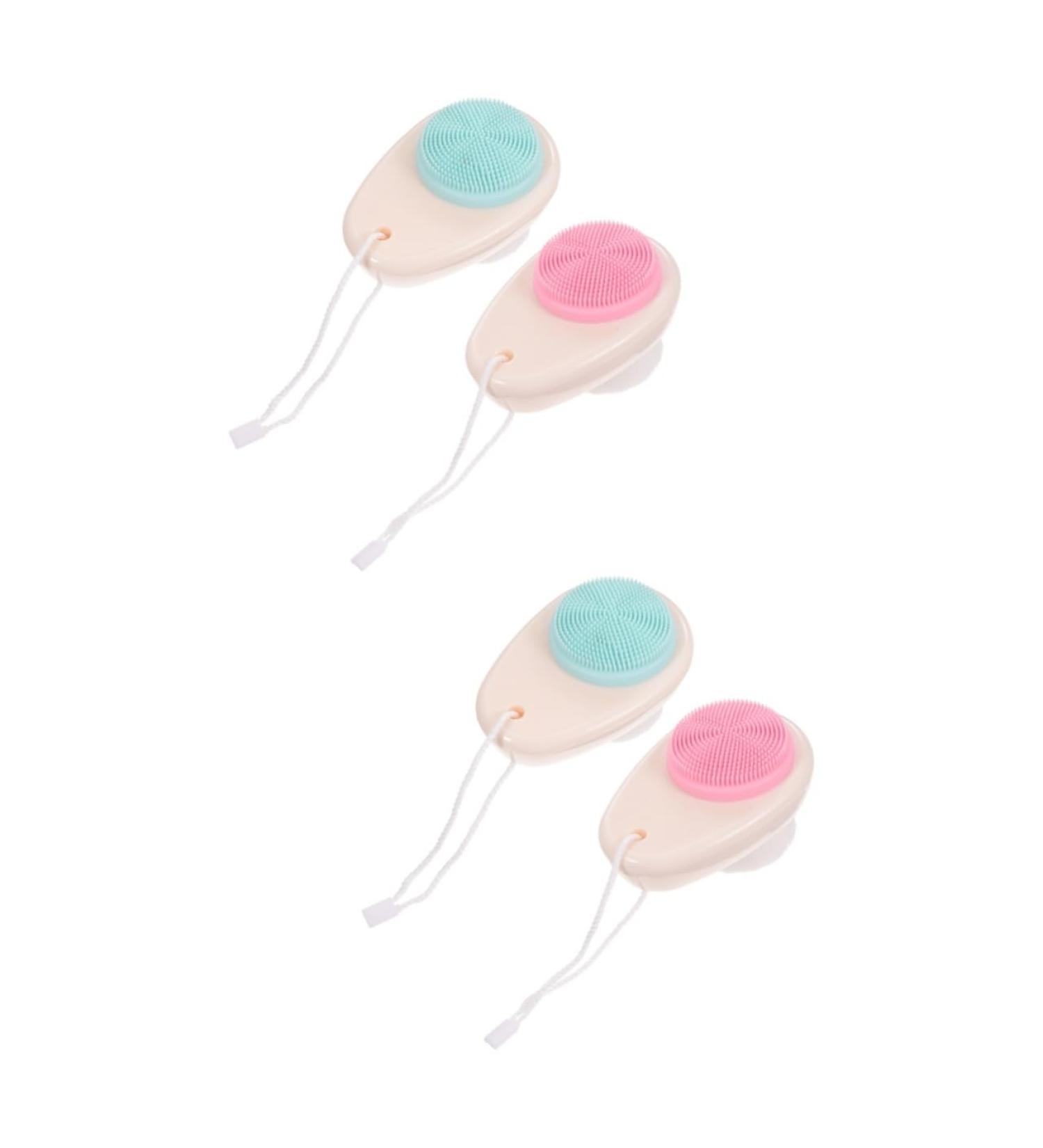 FRCOLOR Pack of 4 Double-Sided Facial Cleansing Brush Face Massage Brush Double End Face Brush Hand Grip Face Brush Lady Face Brush Deep Sink 3D Silicone Soft Fur - Buy Online on GoSupps.com