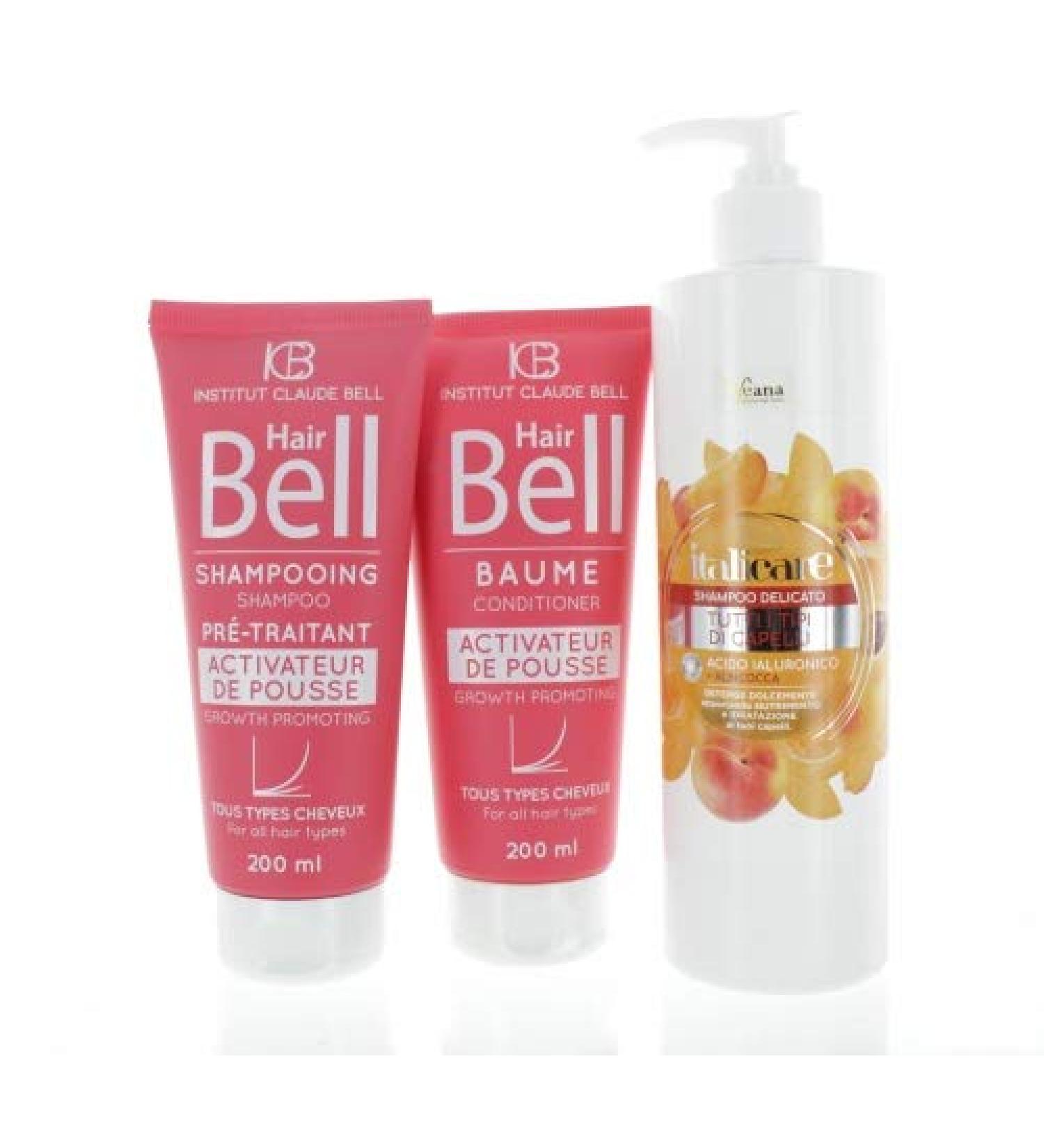  Veana Hyaluron Shampoo with Apricot Extract (500ml) + HairBell Shampoo and Conditioner (2 x 200ml) for faster hair growth against hair loss. - Buy Online on GoSupps.com