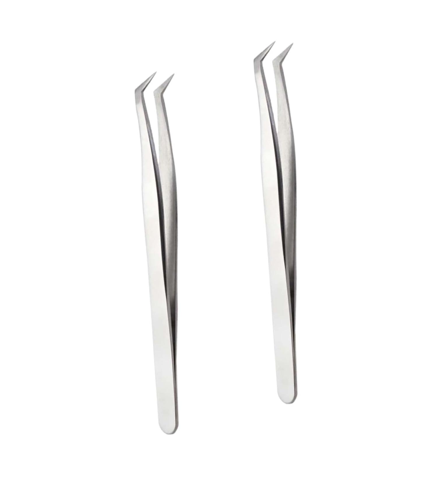 Frcolor 2pcs Curved Lipped Eyelash Extension Tweezers - Professional Angled Lash Curlers & Salon Accessories for Perfect Fake Eyelashes - Buy Online on GoSupps.com