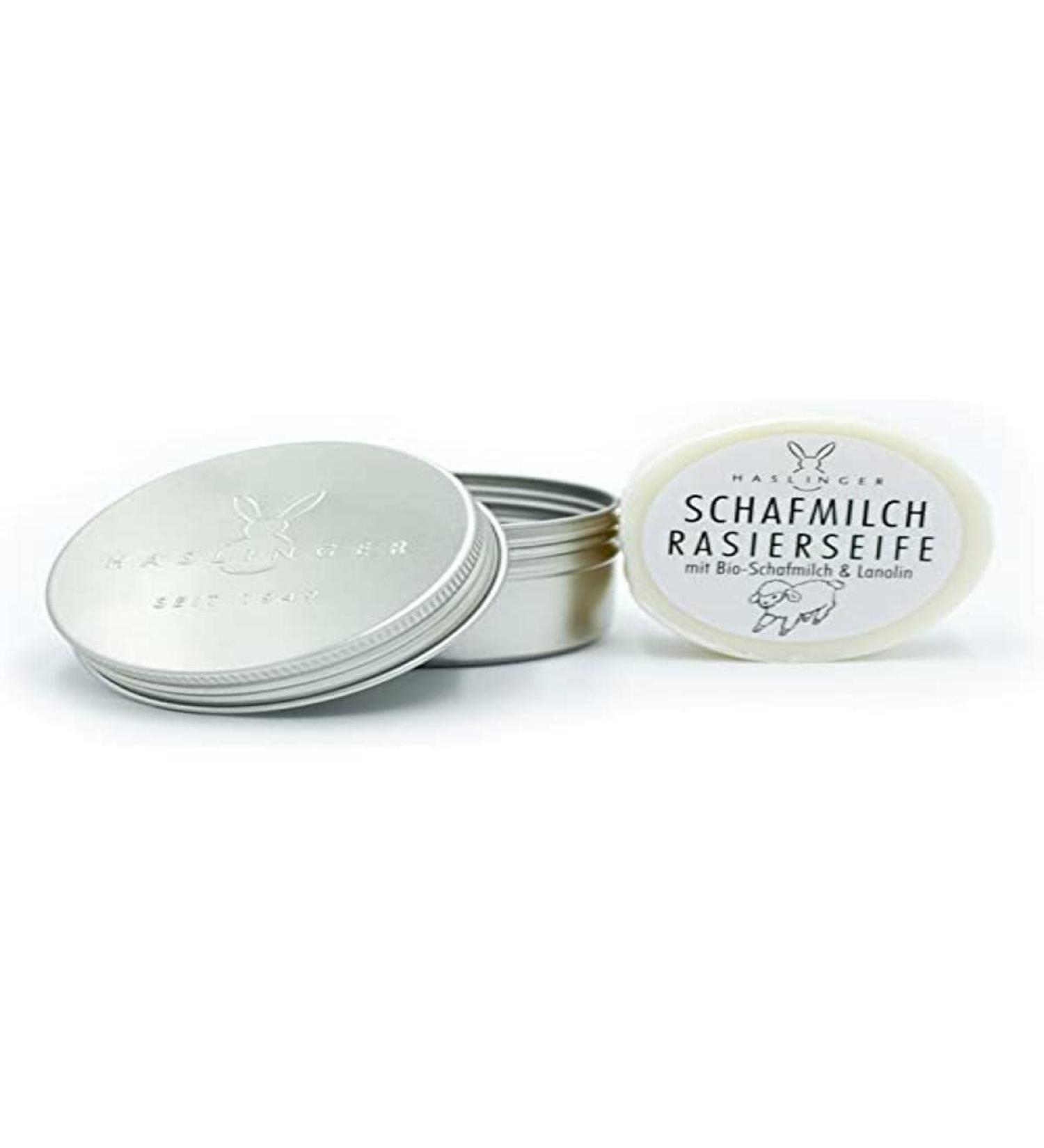 Haslinger 6066 sheep's milk shaving soap in tin 60 g